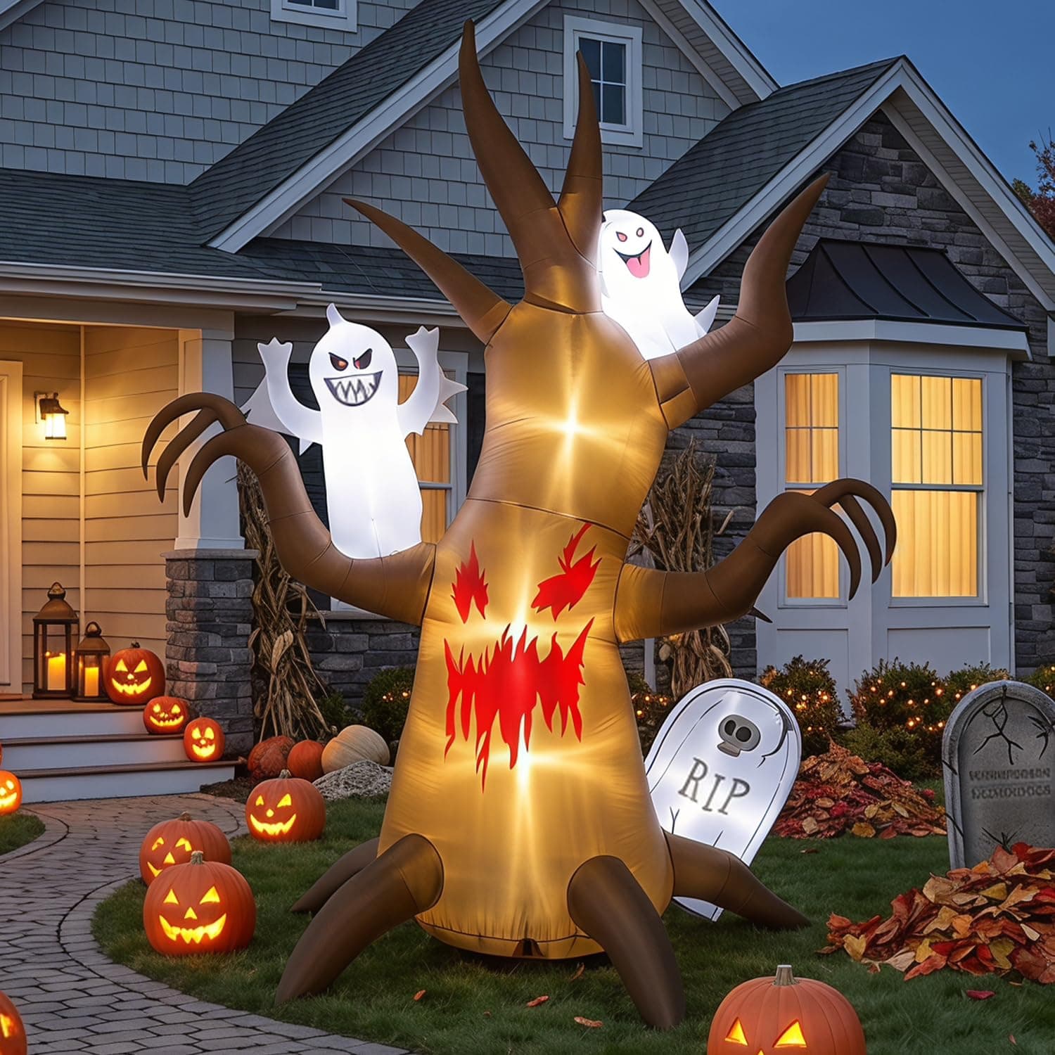8FT Halloween Inflatable Scary Tree Decorations Blow Up Yard Decor