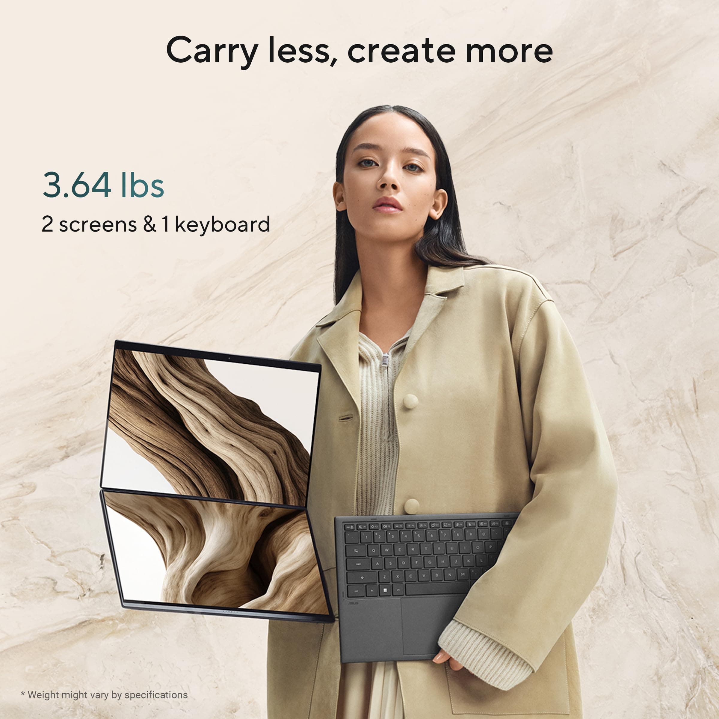 ASUS Zenbook Duo Laptop (2026), Dual 14” OLED 3K 144Hz Touch Display, Intel Core Ultra X9 388H, Intel Arc Graphics, 32GB RAM, 1TB SSD, Sleeve and Stylus Included, WiFi 7, Windows 11, Moher Gray, view 5