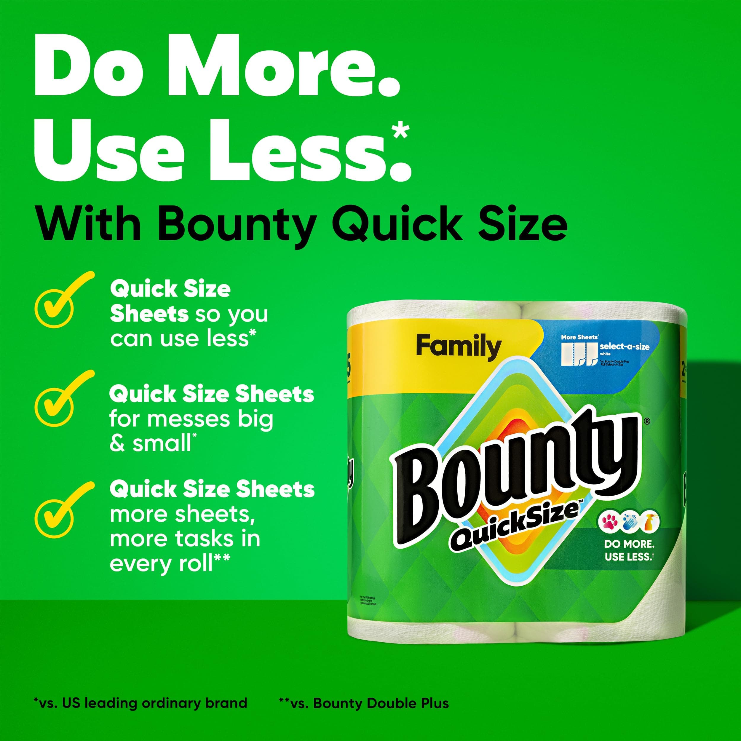 Bounty Paper Towels Quick Size, White, 16 Family Rolls = 40 Regular Rolls, view 2