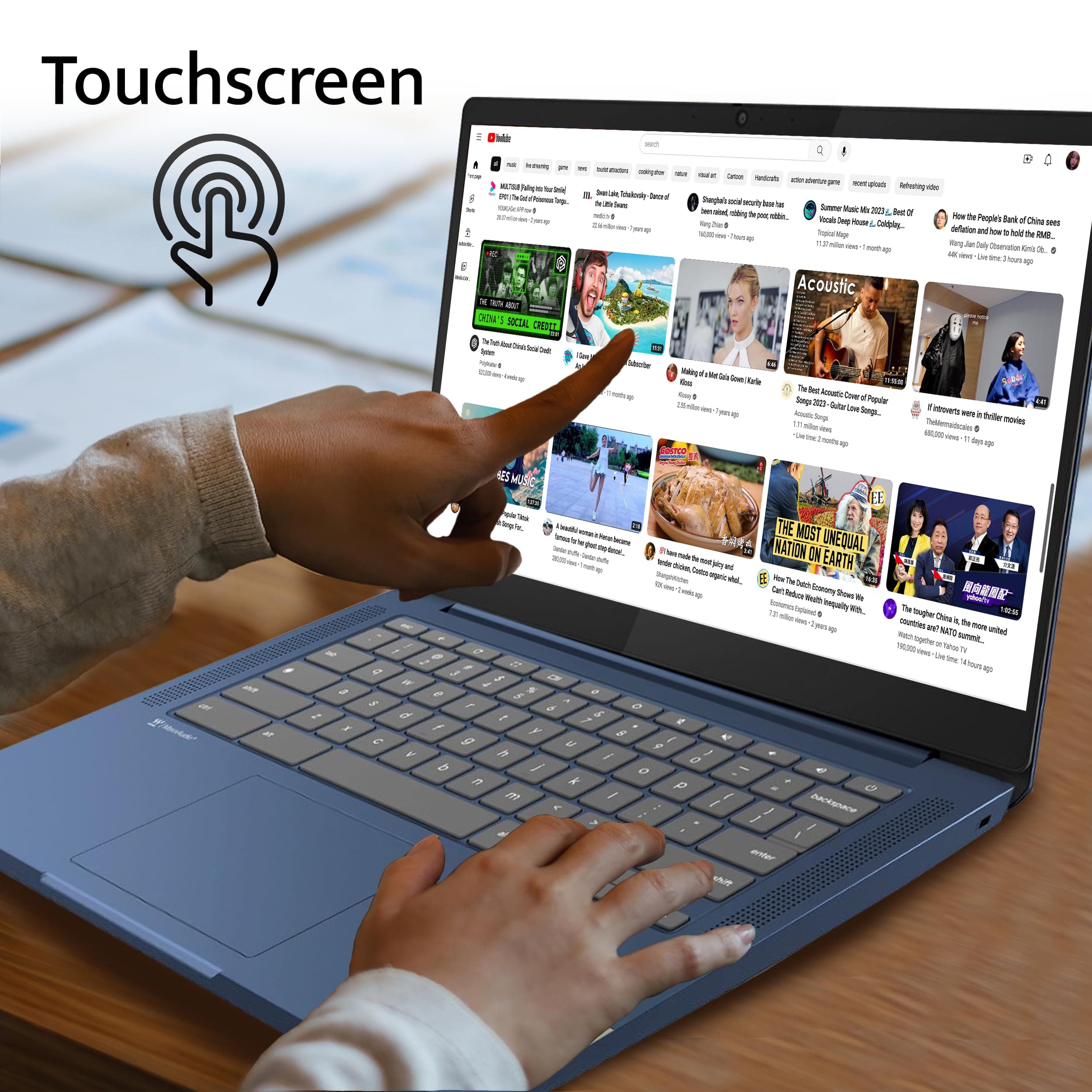 Lenovo IdeaPad Slim 3 Chromebook, 14″ FHD IPS Anti-GlareTouchscreen, MediaTek Kompanio 520, 4GB LPDDR4X, 224GB Storage(64GB eMMC+160GB Docking Station Set), Webcam, WiFi 6, Chrome OS, Blue, view 4