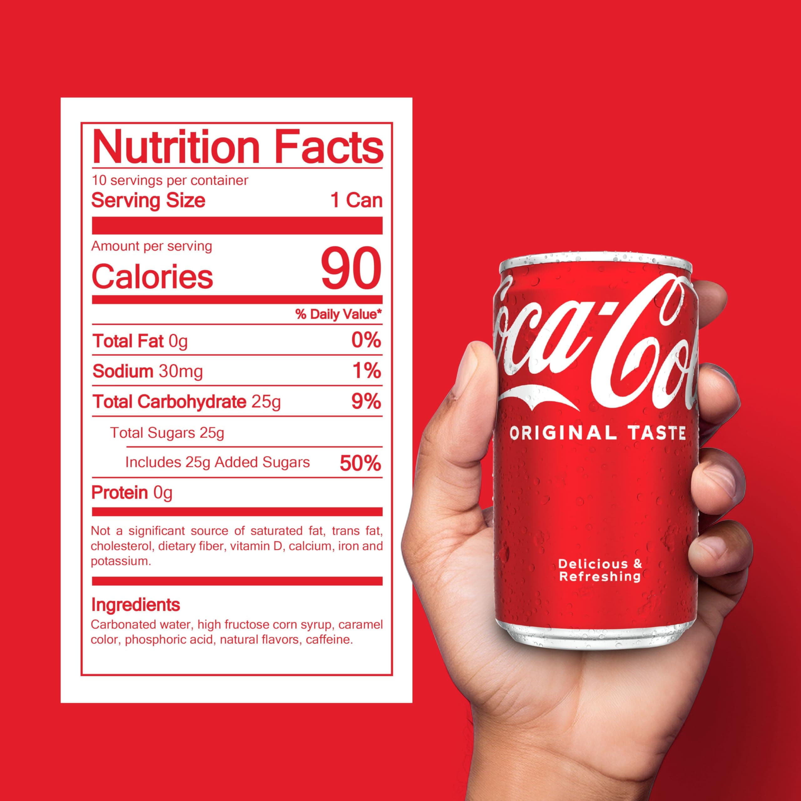 Coca-Cola Soda Soft Drink Fridge Pack Mini Cans, 7.5 fl oz, 10 Pack, view 2