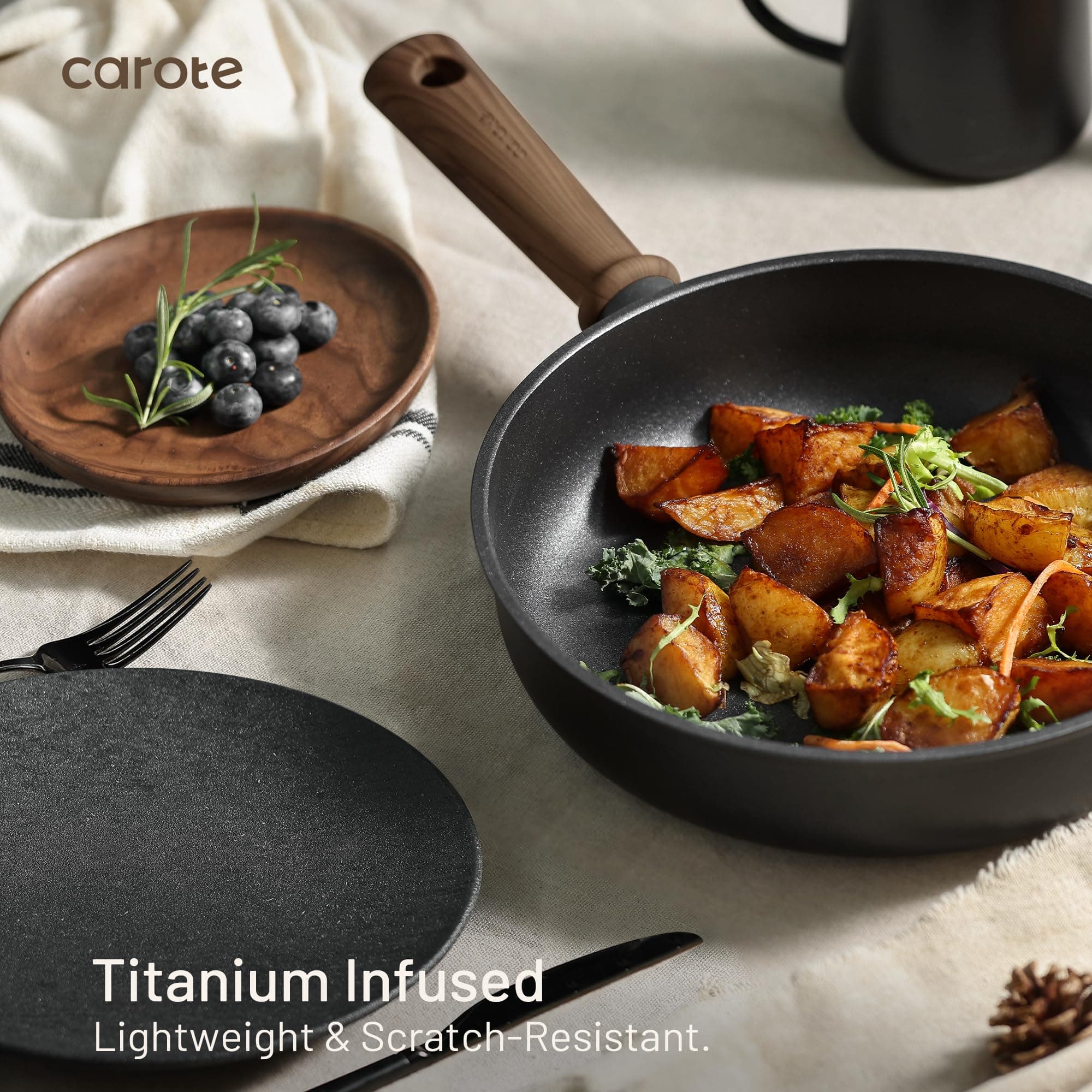 CAROTE Pots and Pans Set Nonstick Cookware Sets 21 Pieces Black, view 6