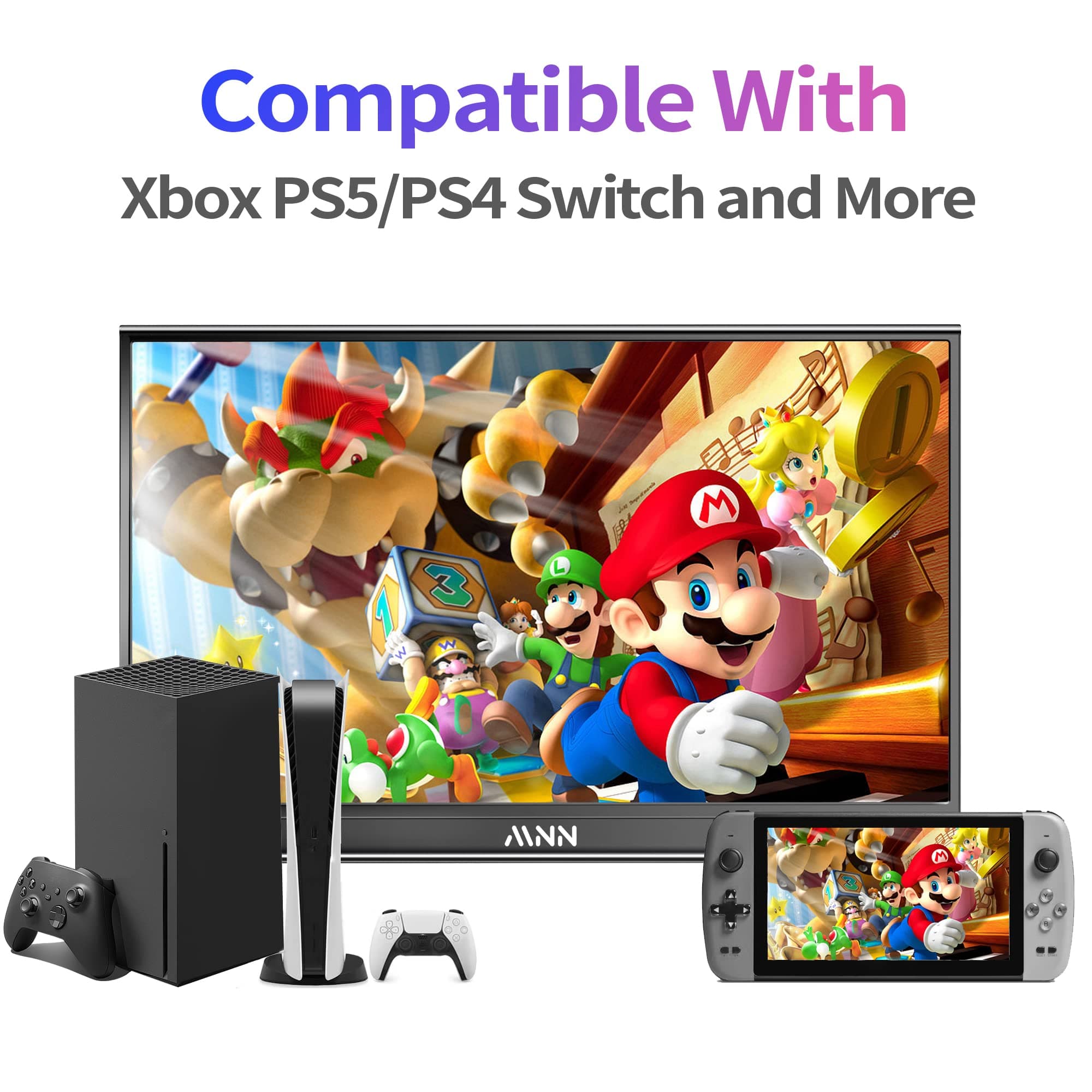 MNN 15.6" FHD 60Hz Portable Monitor USB-C HDMI IPS HDR Gaming Laptop, view 4