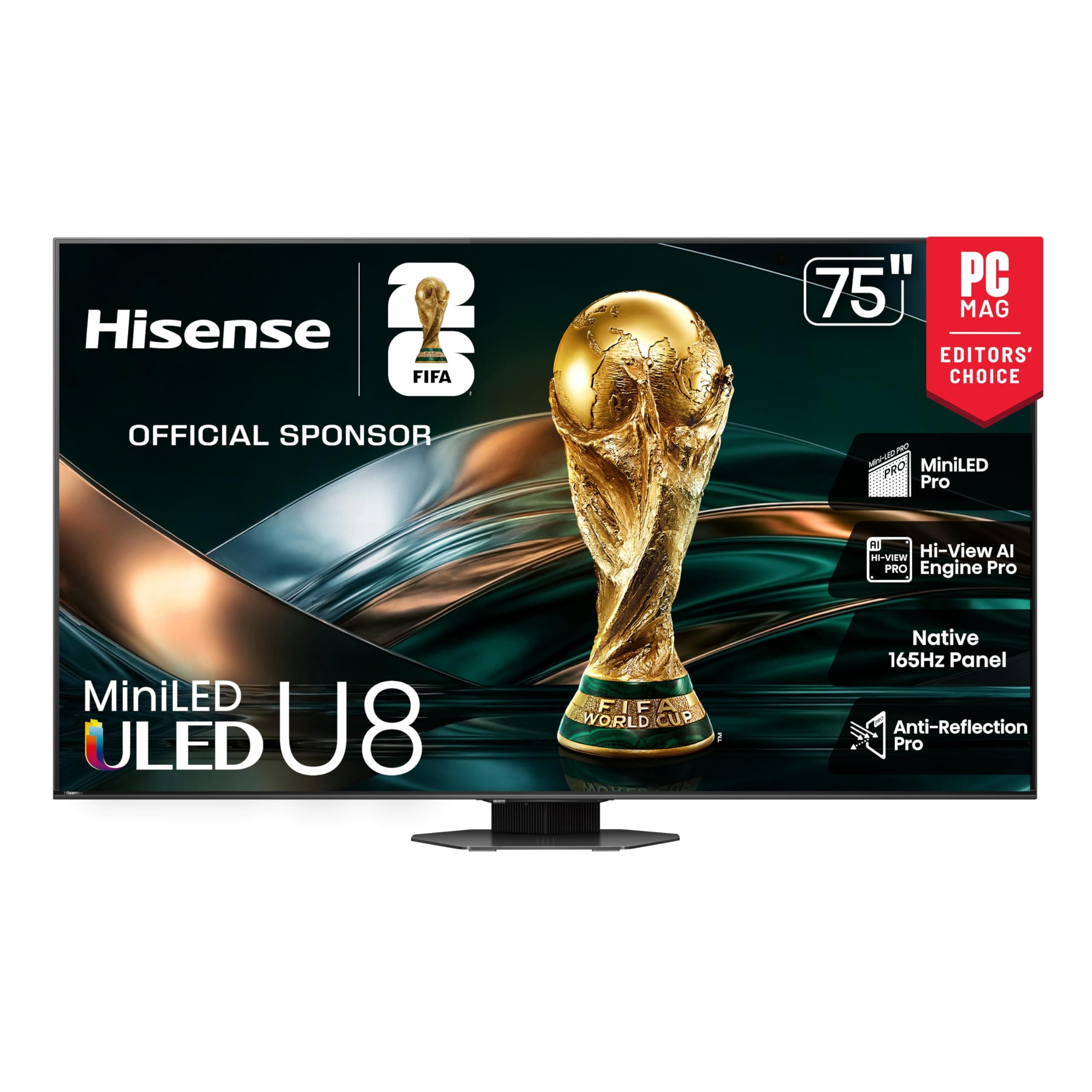 Hisense 75" U8 Series ULED Mini-LED 4K UHD Smart Google TV (75U8QG) - QLED, Native 165Hz, VRR 288, Up to LD5600, 5000 Nits, HDR10+, Dolby Vision IQ · Atmos, IMAX Enhanced, 4.1.2 Ch Audio
