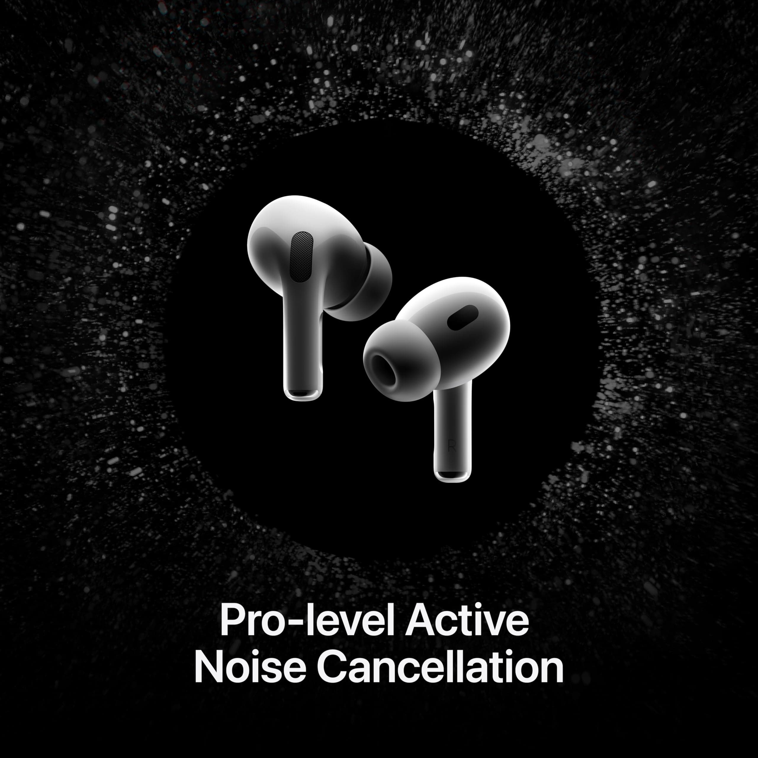 Apple AirPods Pro (2nd Generation) Wireless Ear Buds with USB-C Charging, Up to 2X More Active Noise Cancelling Bluetooth Headphones, Transparency Mode, Adaptive, Personalized Spatial Audio, White, view 3