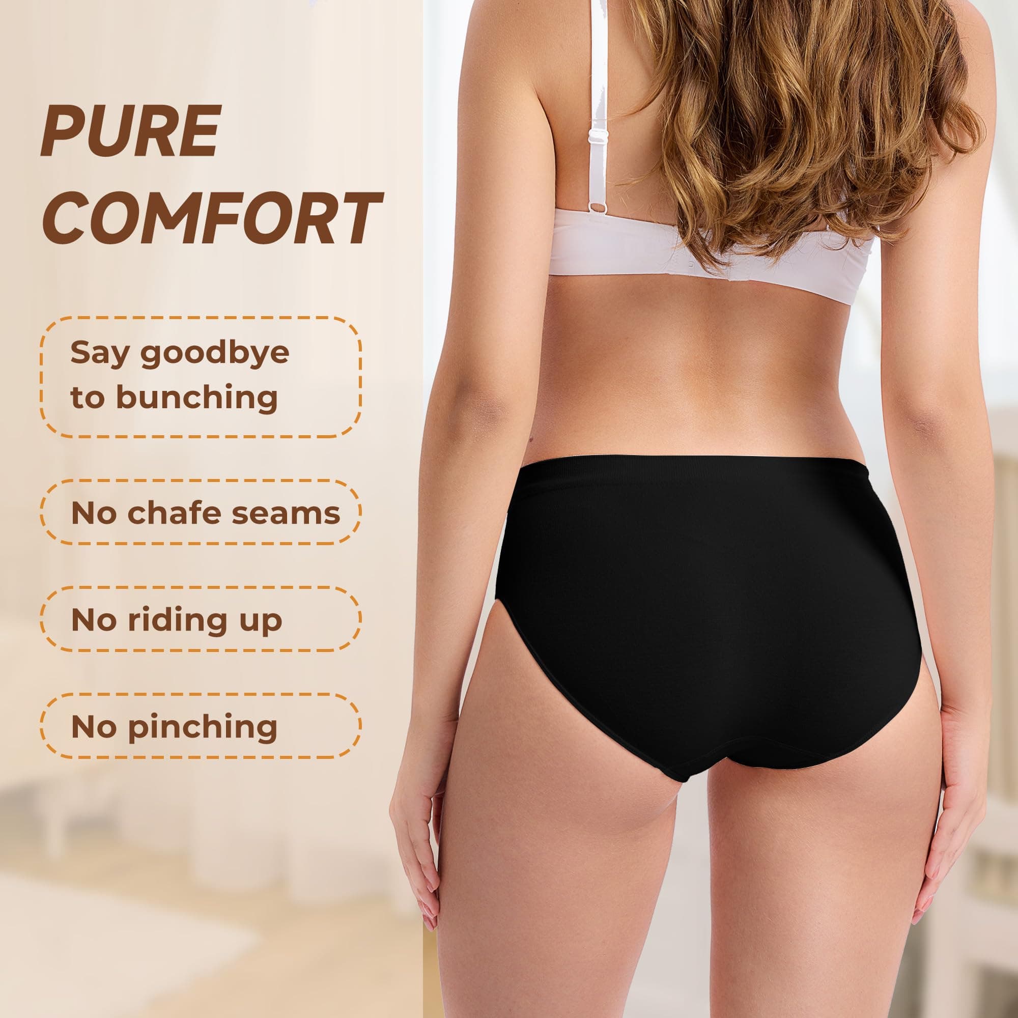 Women's Bamboo Seamless Bikini Panties Breathable Hipster Ladies Underwear, view 6