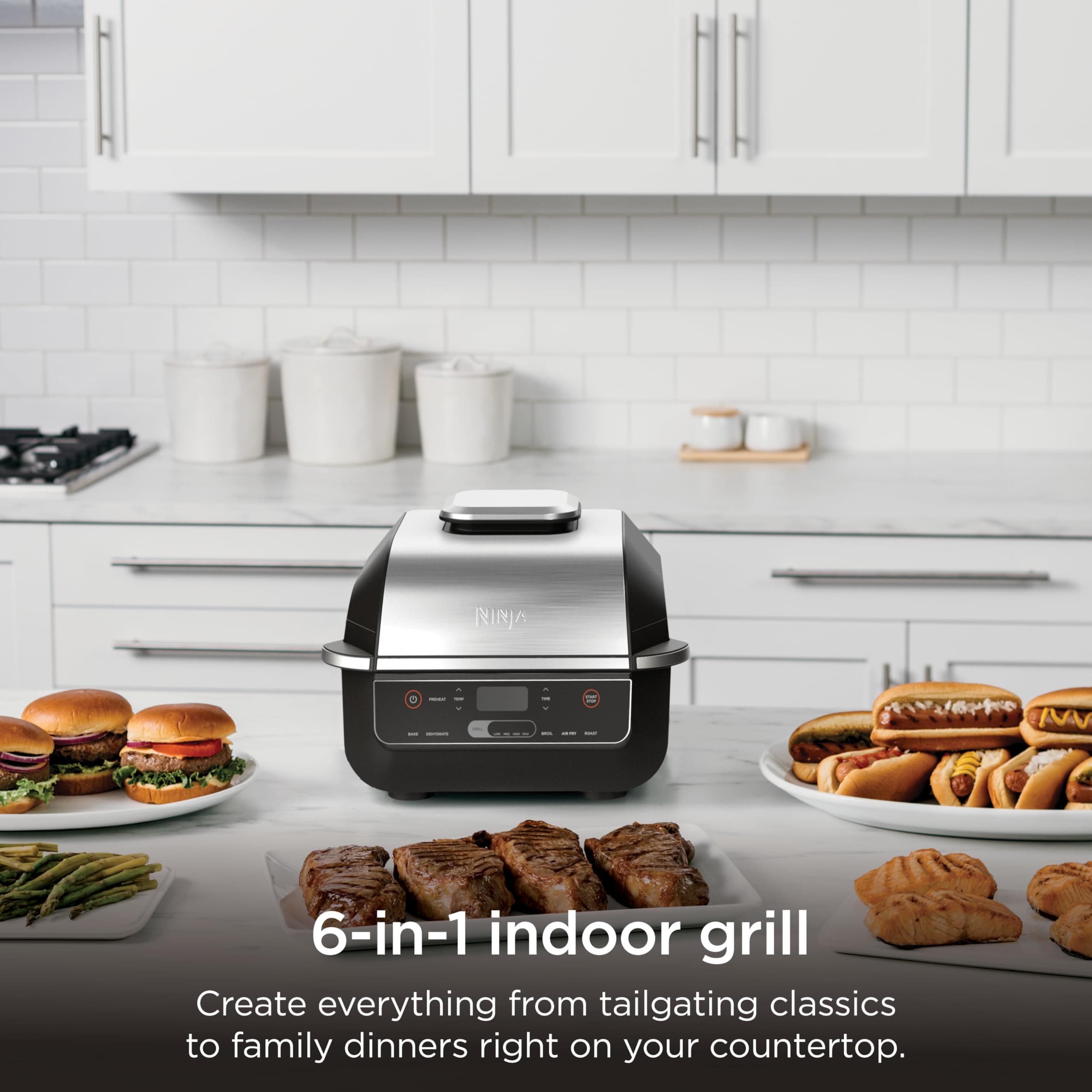 Ninja® Foodi® 6-in-1 Indoor Grill & Air Fryer, 500°F, Black/Silver, EG201, view 2