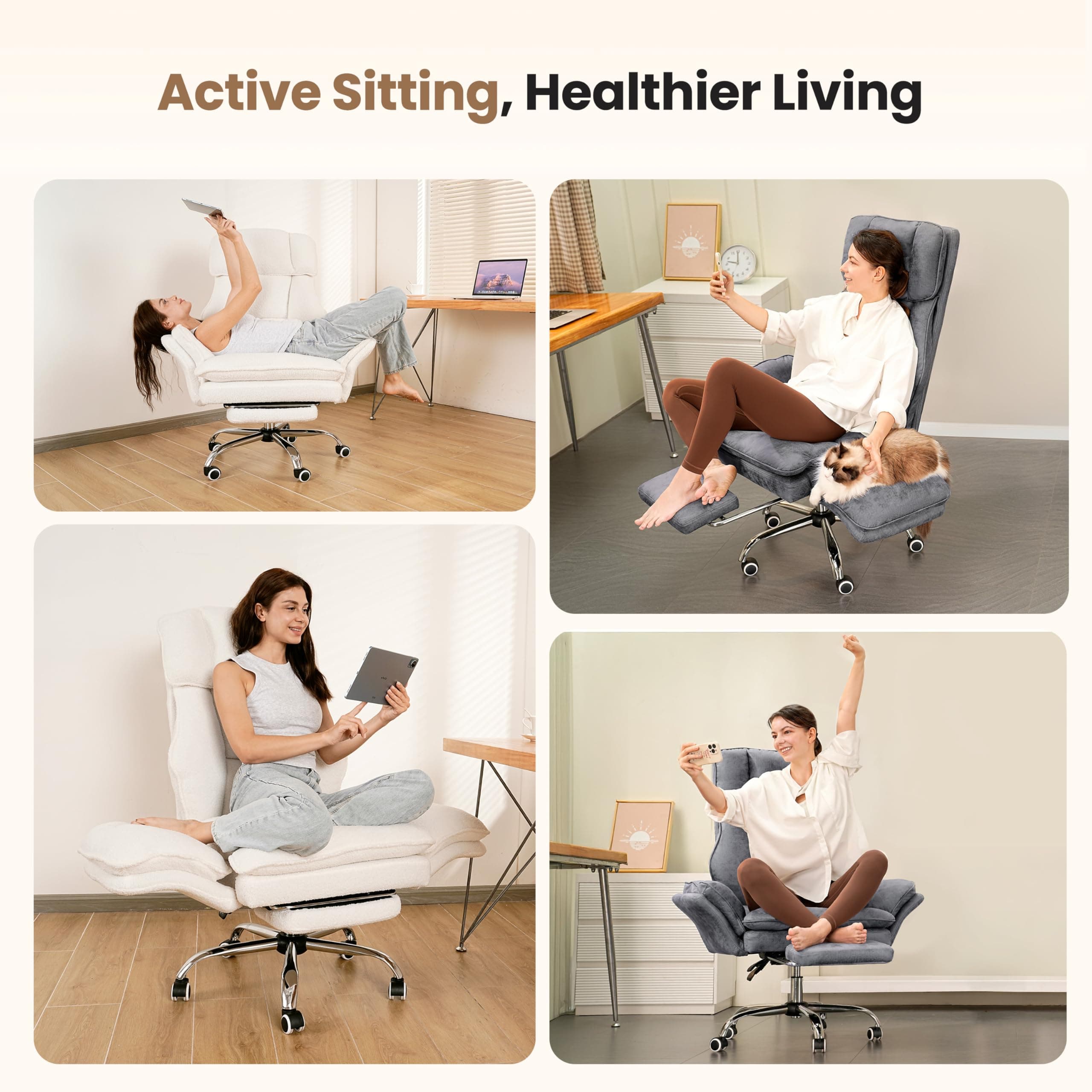 Big and Tall Office Chair, Flip Armrests for Pets & Cross Legged Sitting, view 3