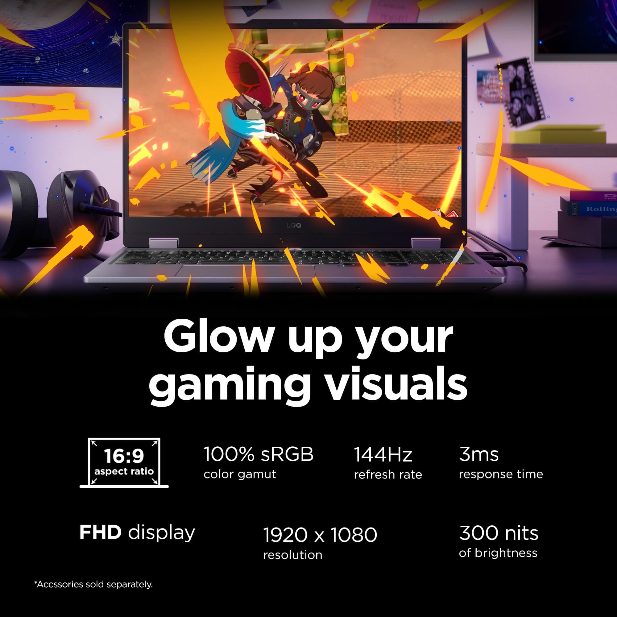 Lenovo Legion LOQ AI-Powered Gaming Laptop - Intel Core i7-13650HX, 15.6" FHD IPS 144Hz Display, GeForce RTX 5050, 16GB Memory, 1TB Storage, G-Sync, Luna Grey, view 8