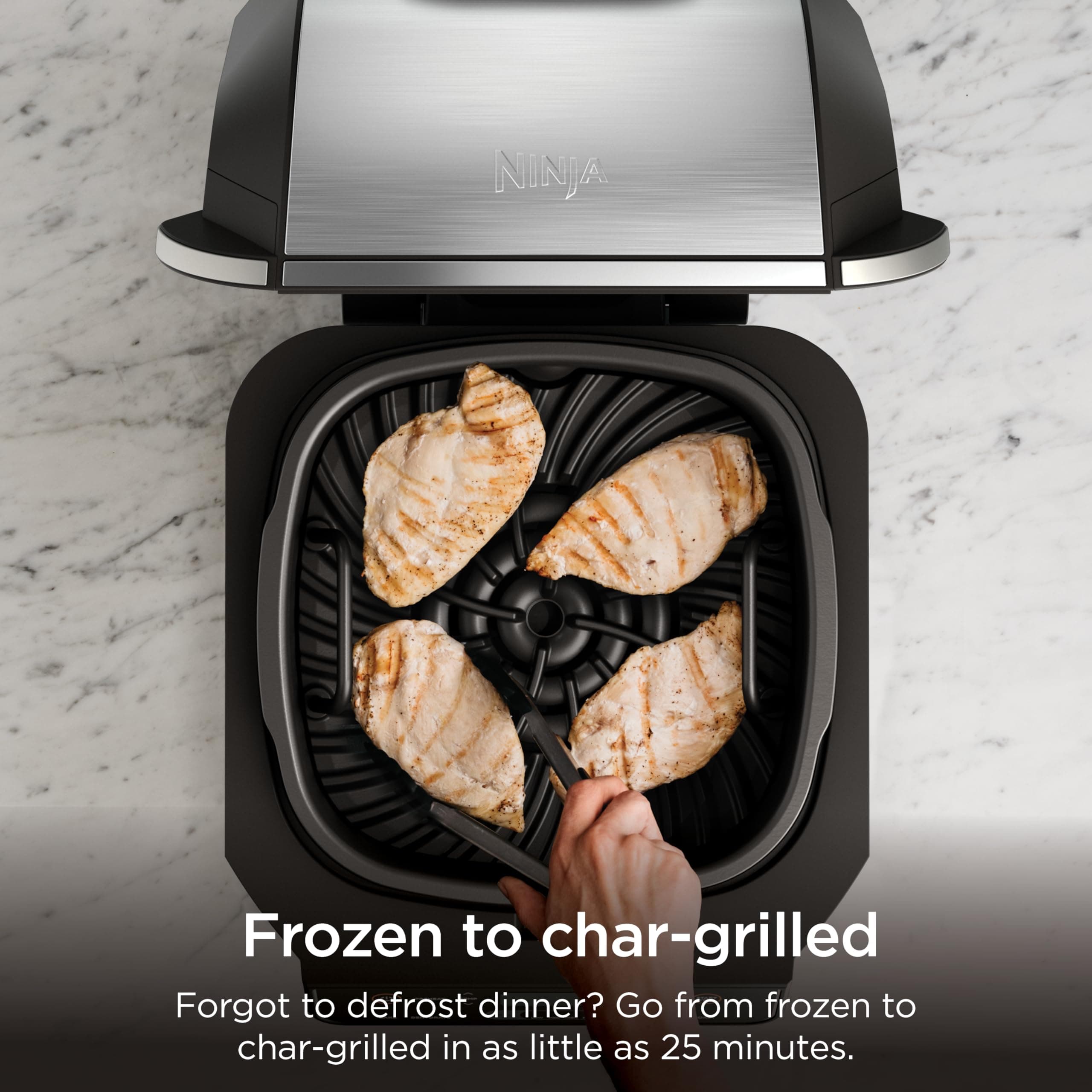 Ninja® Foodi® 6-in-1 Indoor Grill & Air Fryer, 500°F, Black/Silver, EG201, view 3