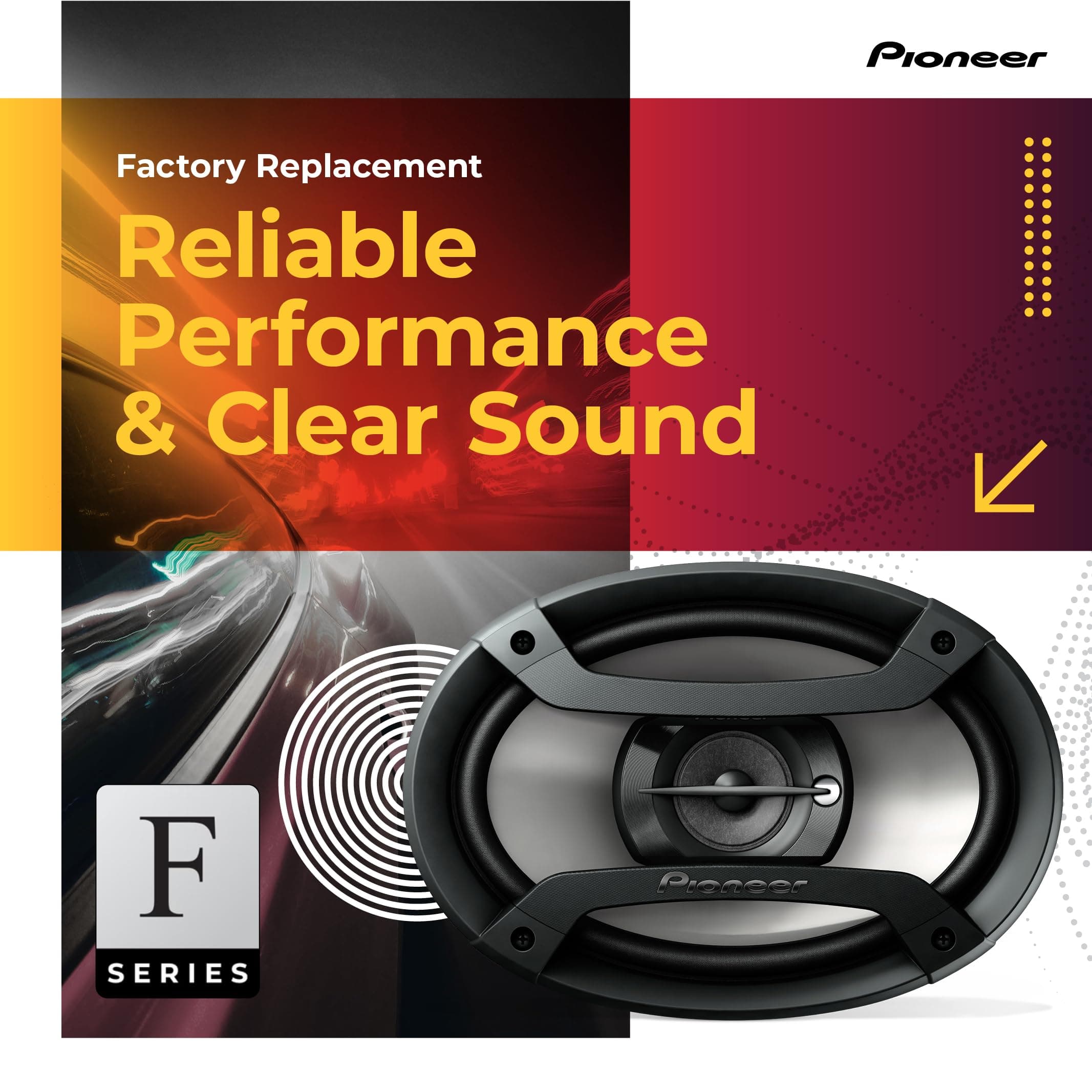 Pioneer F-Series TS-F1634R 6.5" 2-Way Coaxial Car Speakers 200W Max, view 2