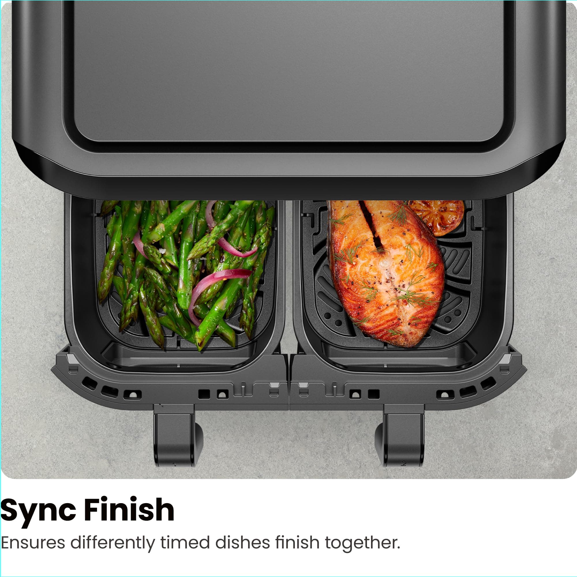 Chefman TurboFry Touch Dual Air Fryer, Maximize The Healthiest Meals With Double Basket Capacity, One-Touch Digital Controls And Shake Reminder For The Perfect Crispy And Low-Calorie Finish, view 6