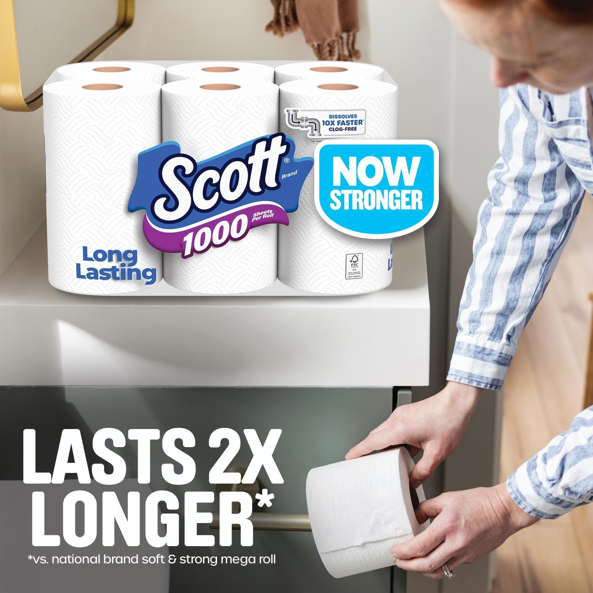 Scott 1000 Toilet Paper, 18 Rolls, 1000 Sheets per Roll, view 2