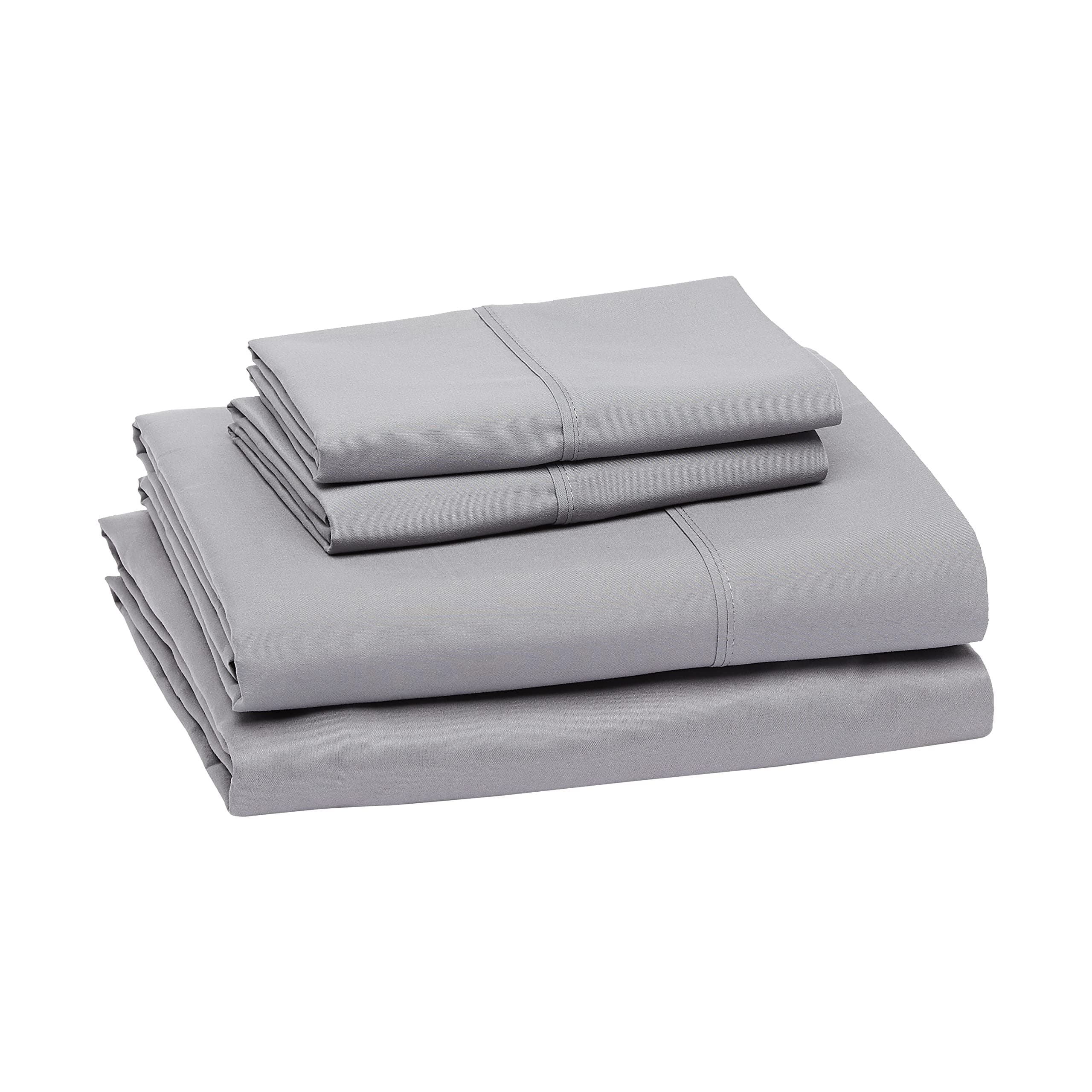 Amazon Basics Lightweight Super Soft, Wrinkle-Free, Breathable Luxury Microfiber 4 Piece Bed Sheet Set with 14-Inch Deep Pockets, Full, Dark Gray, Solid, view 2
