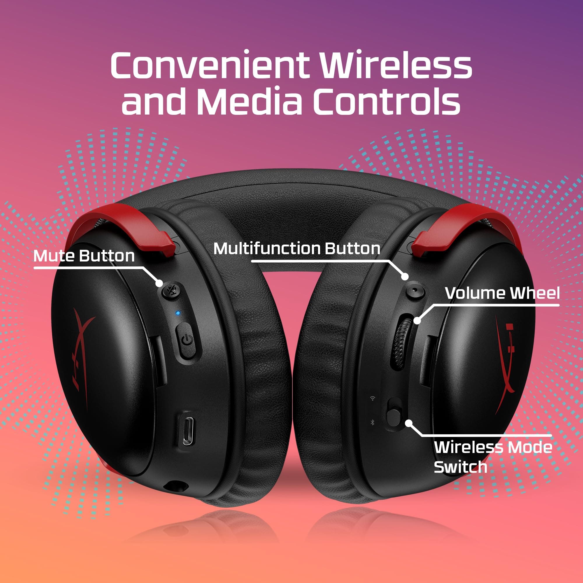 HyperX Cloud III S – Wireless Gaming Headset for Multi-Platform, 2.4GHz, Bluetooth, Battery Life up to 120 Hours 2.4GHz / 200 Hours Bluetooth, 53mm Angled Drivers, Detachable Mic – Black, view 8