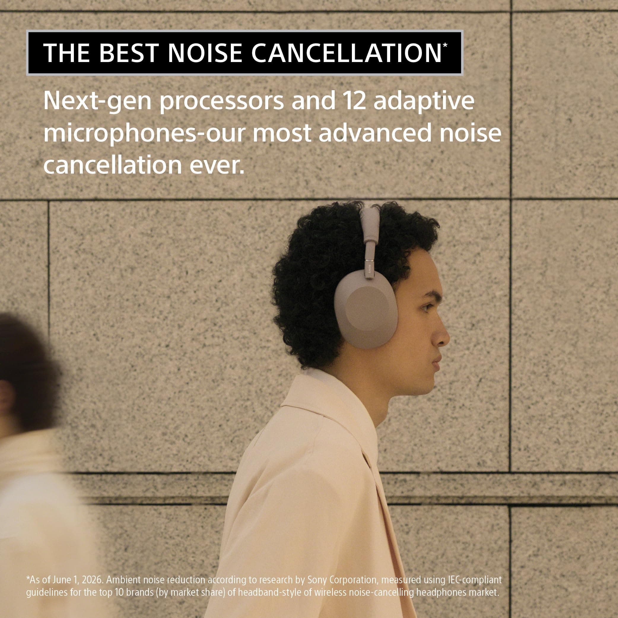 Sony WH-1000XM6 The Best Noise Cancelling Wireless Headphones, Black, view 3