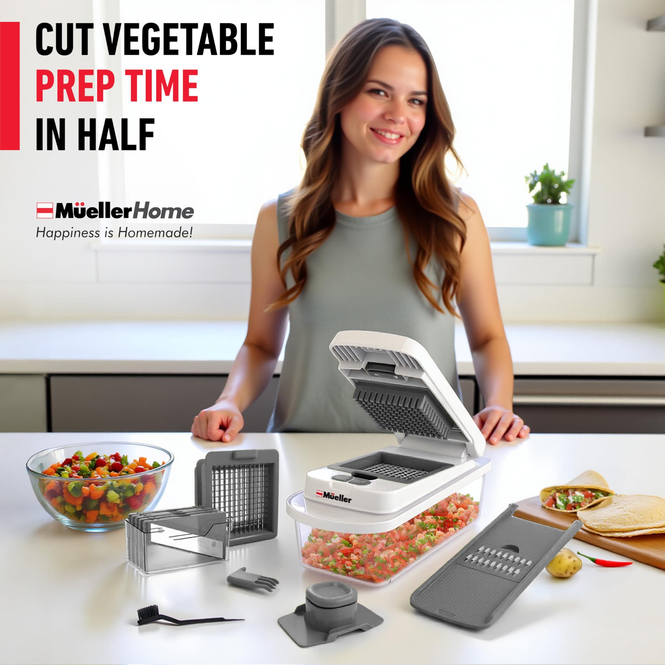 Mueller The Real Original Pro Vegetable Chopper & Mandoline Slicer, 10-in-1, view 9