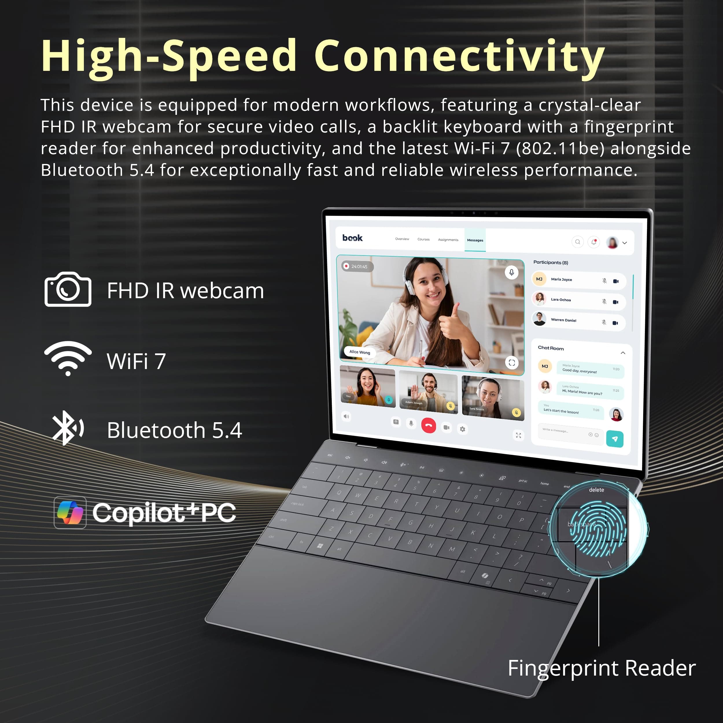Dell XPS 13 9345, 13.4" 3K OLED Touch Laptop, 16GB RAM, 1.5TB Storage (512GB SSD+1TB Docking Station), Snapdragon X Elite X1E-80-100, Copilot+ PC, Backlit Keyboard, Fingerprint, Win 11 Pro, Graphite, view 5