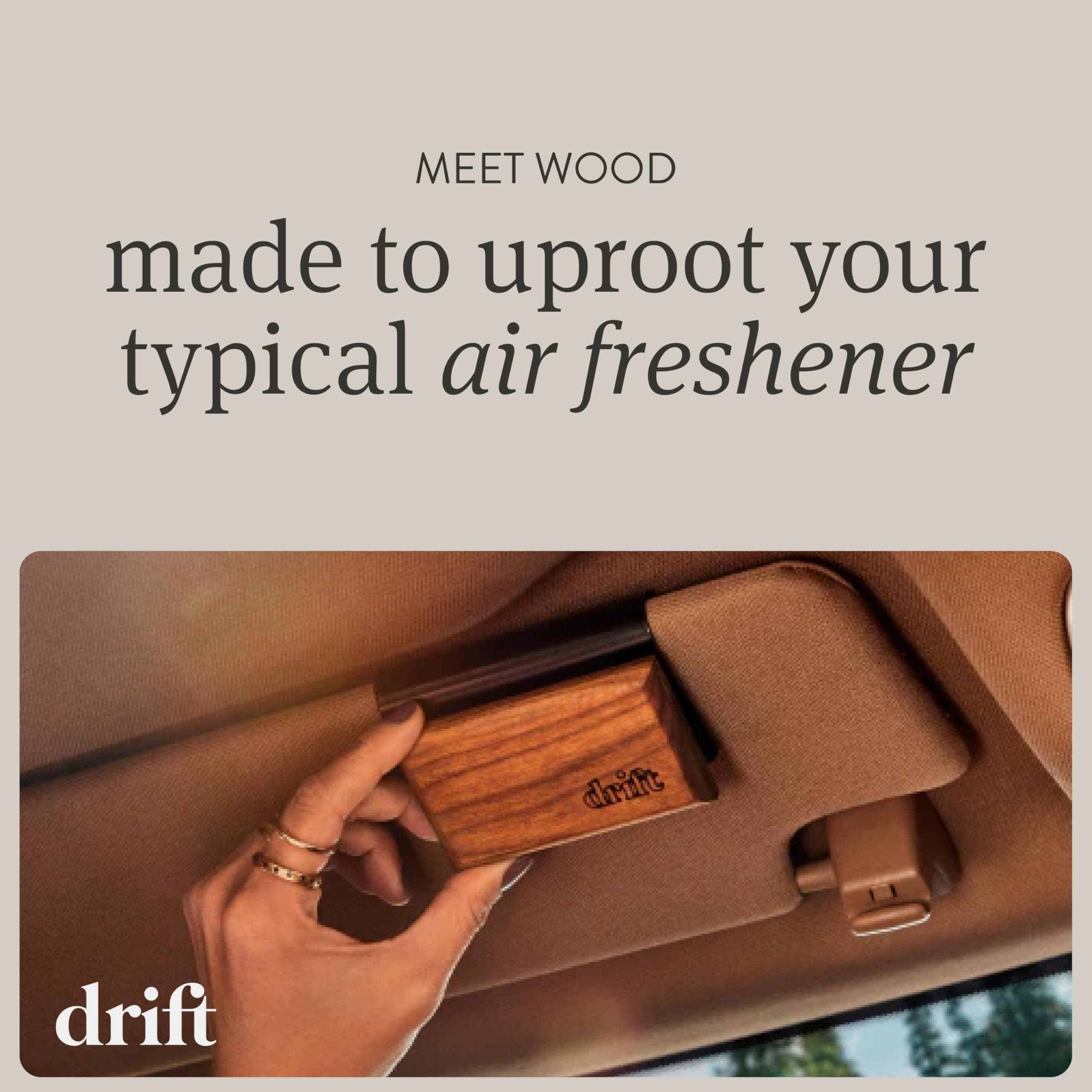 Drift Car Air Freshener - The Original Wood Air Freshener - Car Odor Eliminator - Long Lasting Scent - Auto Accessories - Metal Clip - Essential Oils - Clean Ingredients - Teak Scent Starter Kit, view 2