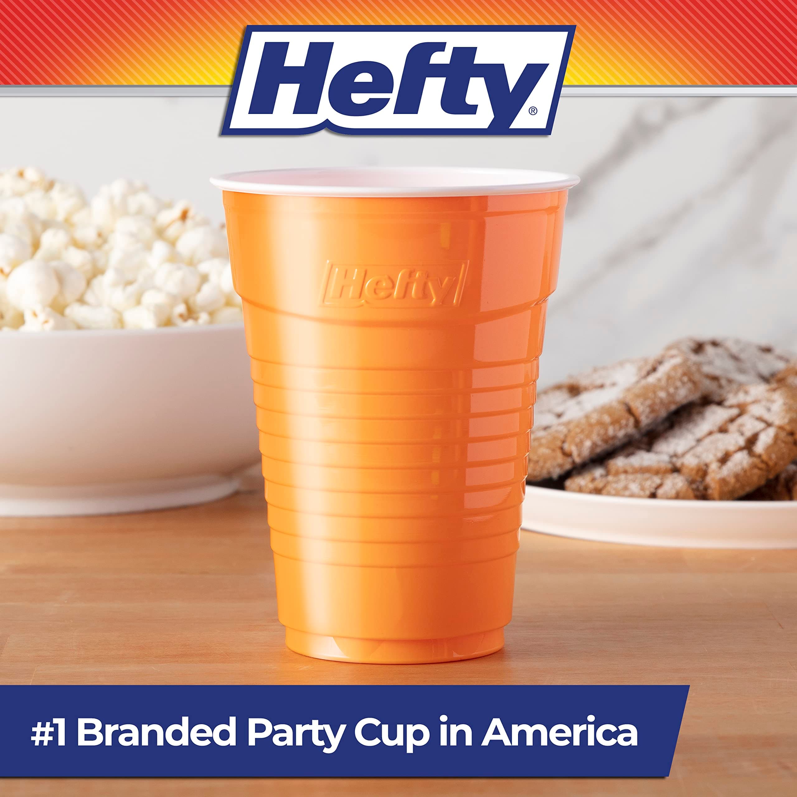 Hefty Party On Disposable Plastic Cups, Assorted, 16 Ounce, 100 Count, view 3