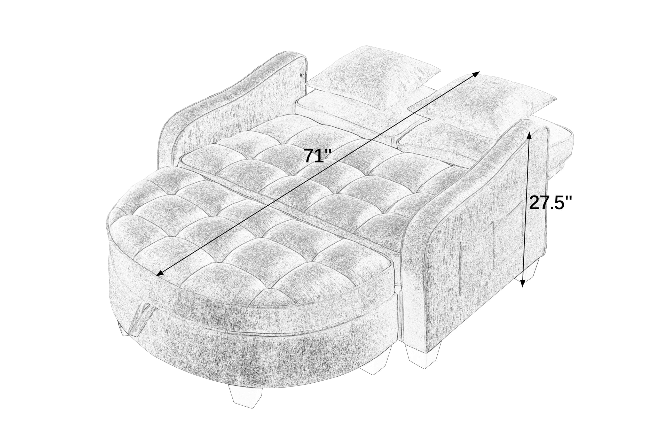 ERYE Chenille Tufted Loveseat Sofa and Ottoman Set, view 11