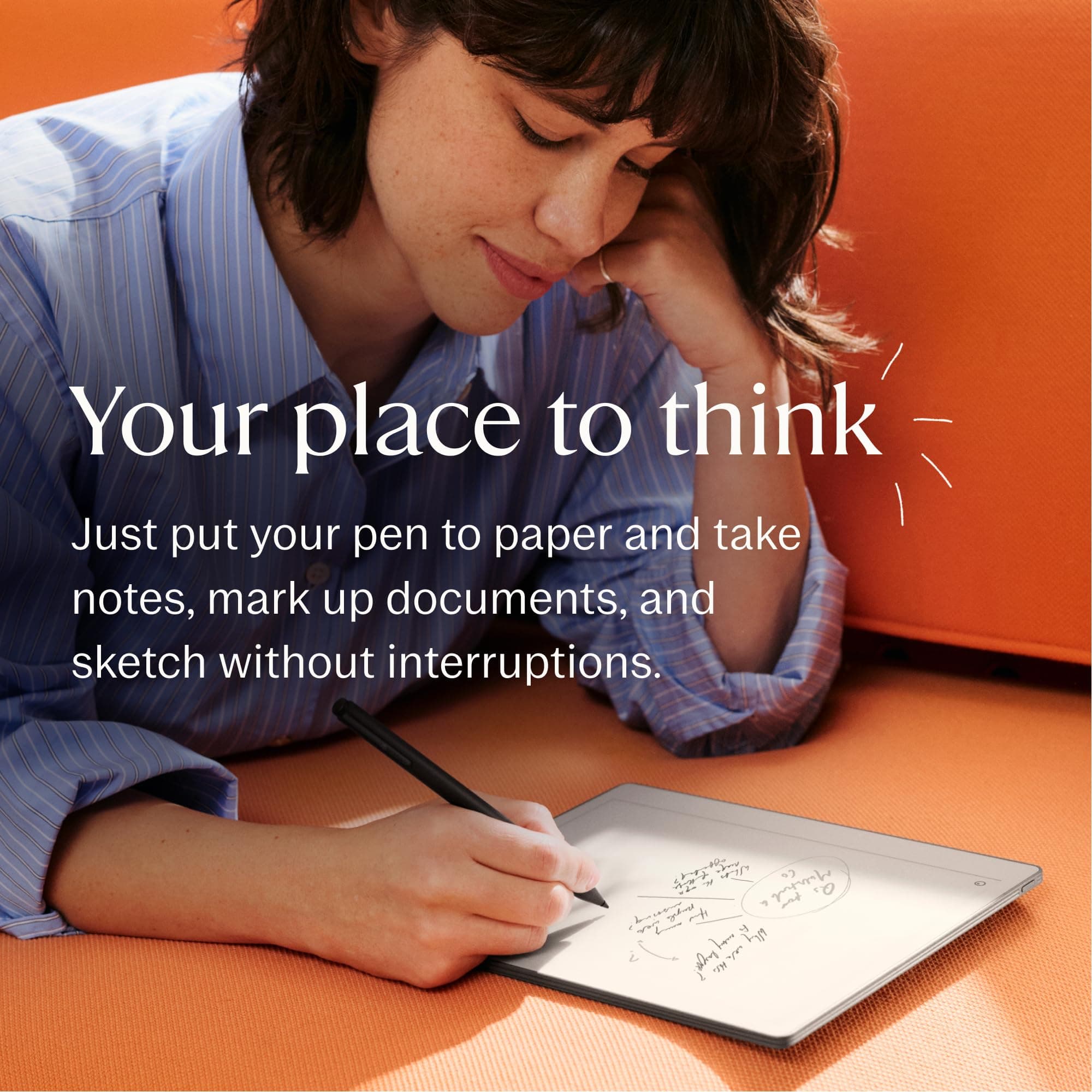 reMarkable Paper Pure with Marker Plus and Ocean Blue Sleeve Folio, view 3