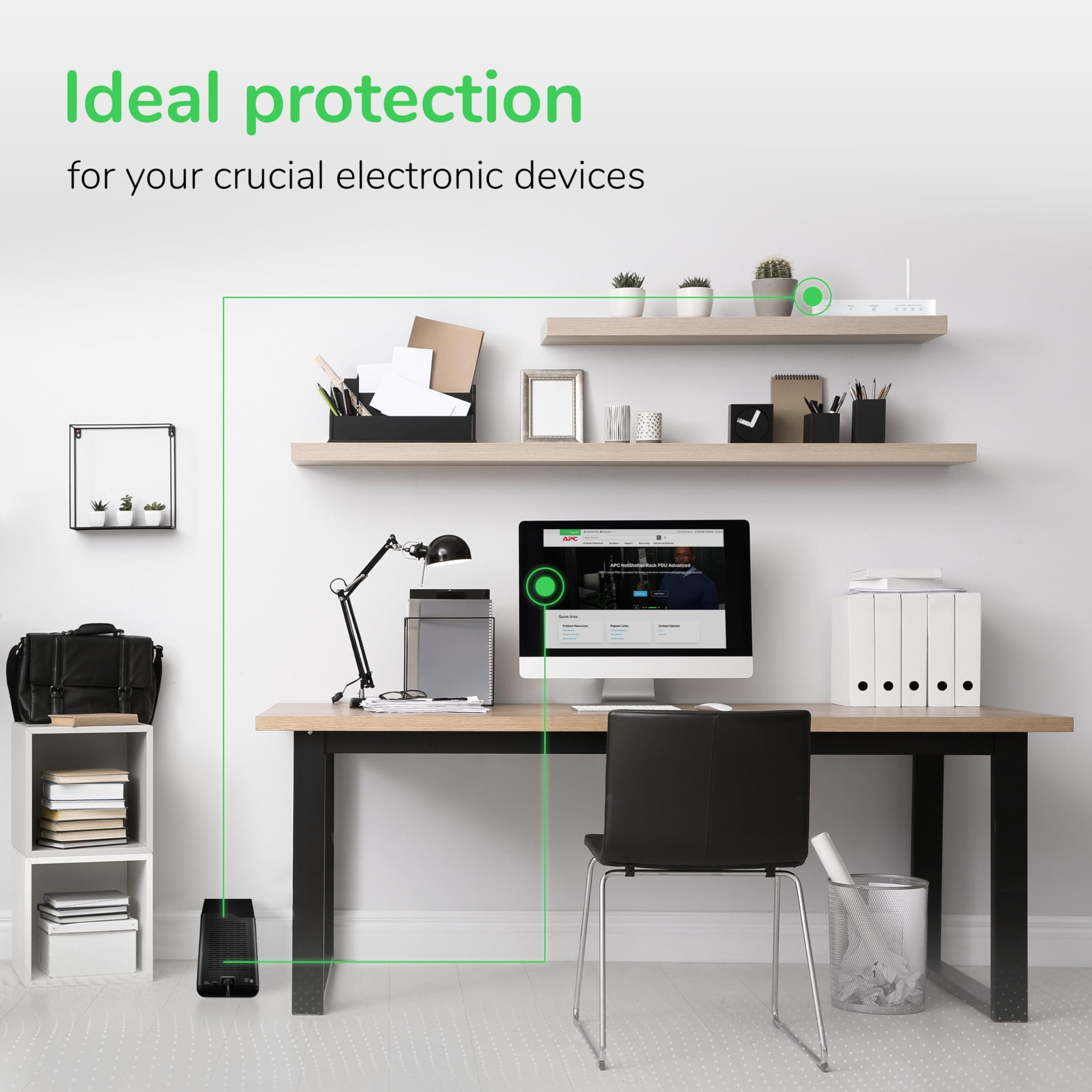APC UPS 600VA/330W Battery Backup for Computer, Router, NAS, BE600M1, view 6