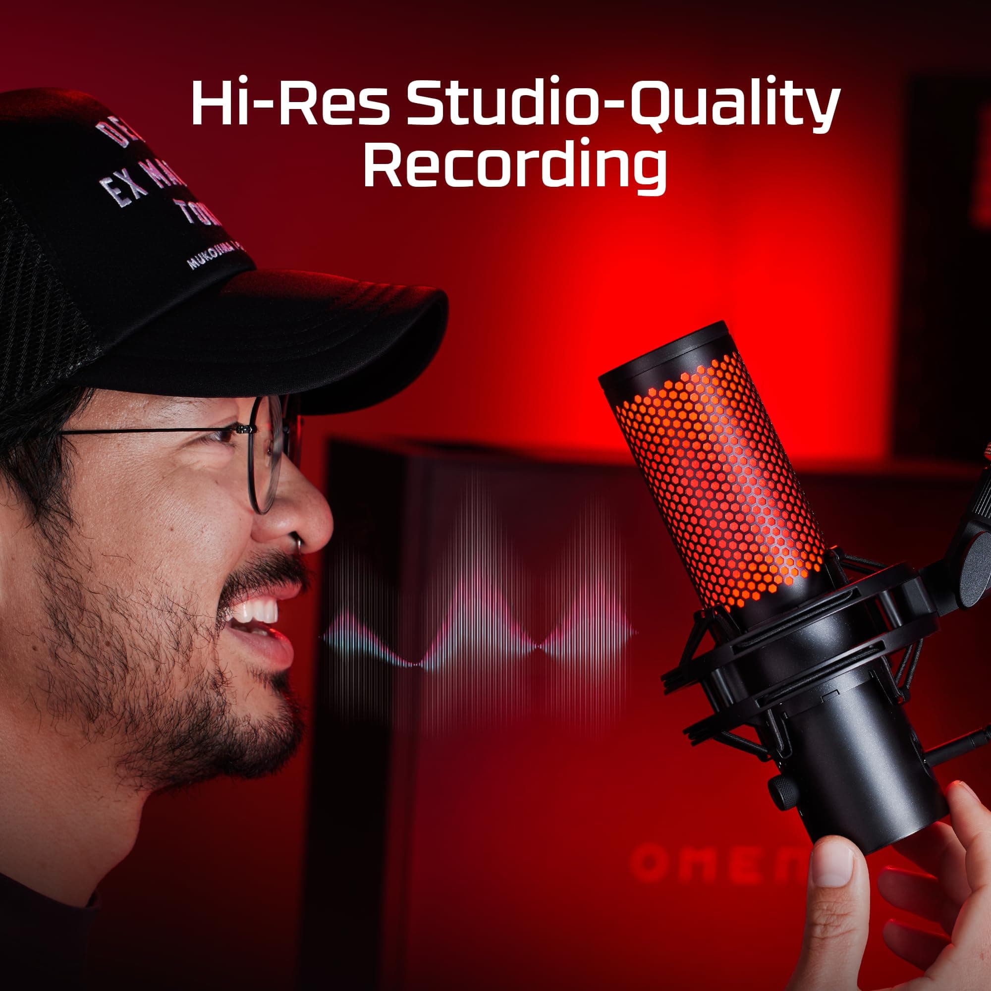HyperX QuadCast 2 – USB Microphone for Gaming, Streaming and Podcasting, with On-Board Controls, LED Lighting, Removable Shock Mount, PC, Mac, PS5, PS4, USB-C - Black, view 2