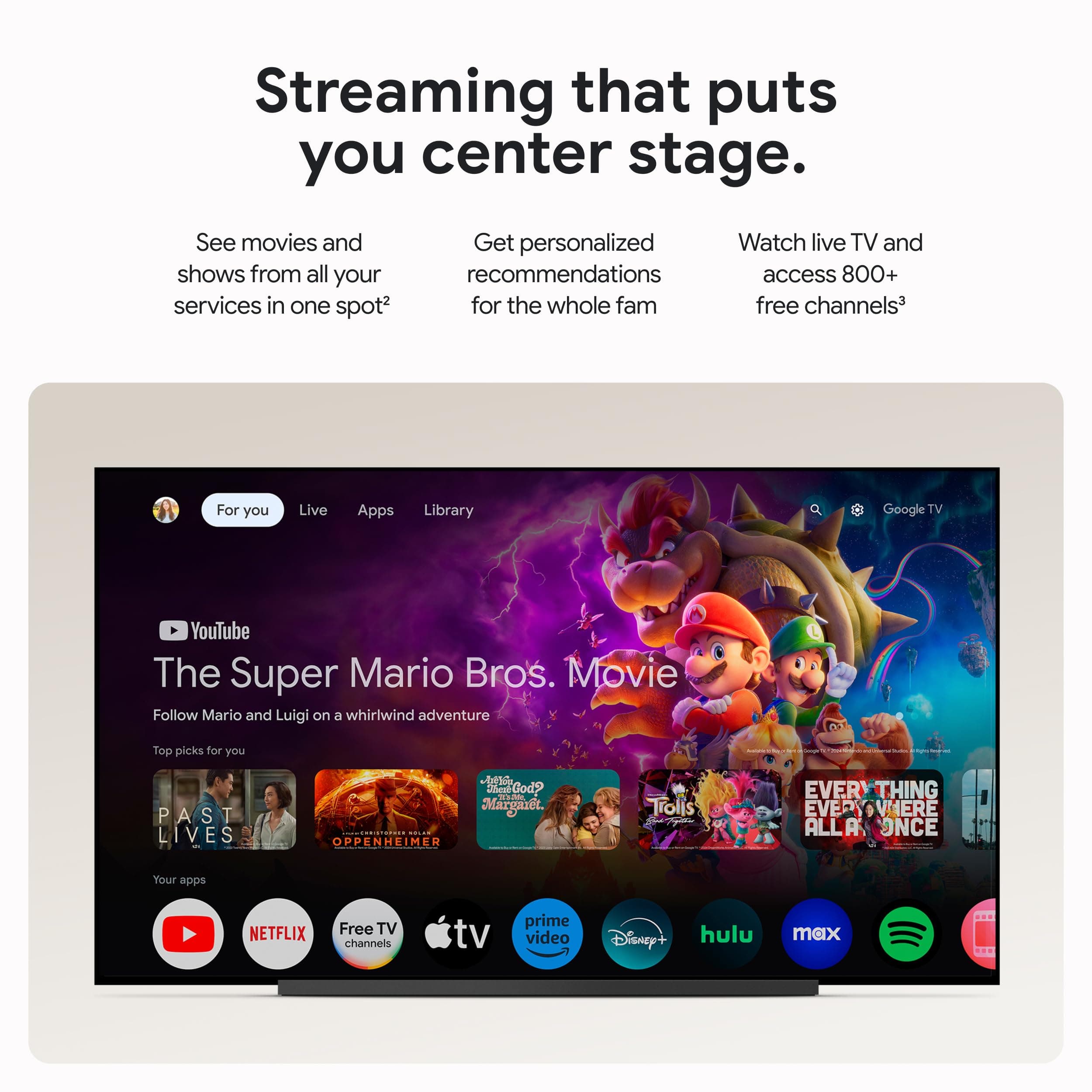Google TV Streamer 4K - Fast Streaming Entertainment on Your Device with Voice Search Remote - Watch Movies, Shows, Live, and Netflix in HDR - Smart Home Control - 32 GB of Storage - Hazel, view 3