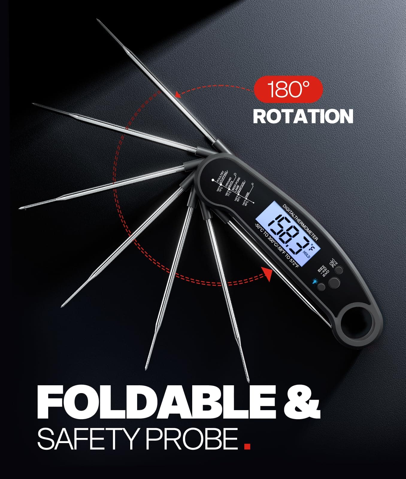Meat Thermometer Digital, 1-2 Sec Instant Read, Grilling, Cooking, Food, view 4
