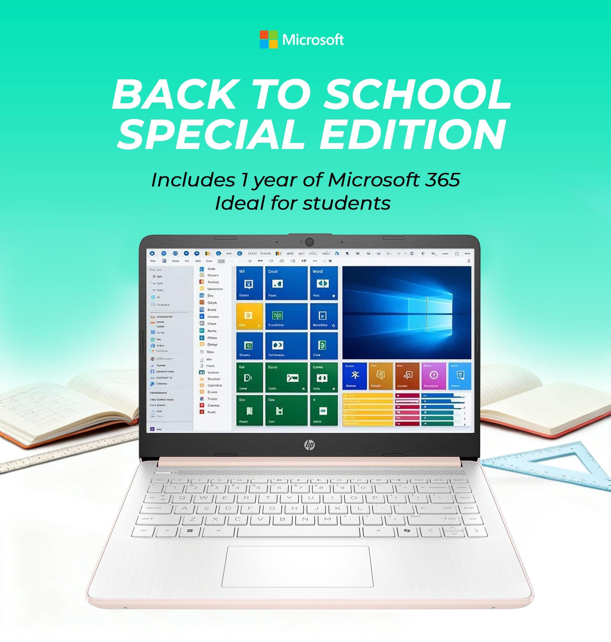 HP 14 inch Laptop, 2026 Edition, Intel CPU, 128GB SSD, High Performance, Ultra-Quiet Design, Long Battery Life, Windows 11 with Microsoft 365, view 2