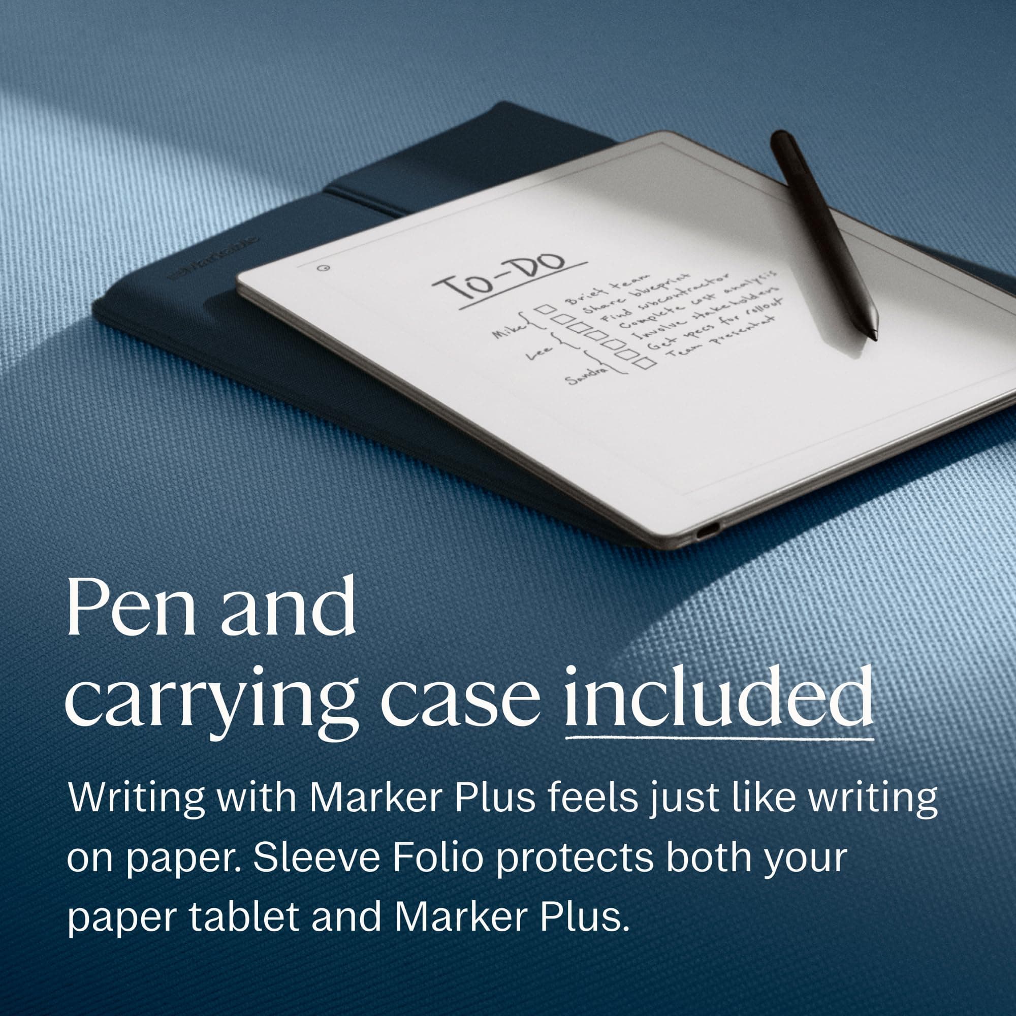 reMarkable Paper Pure with Marker Plus and Ocean Blue Sleeve Folio, view 7