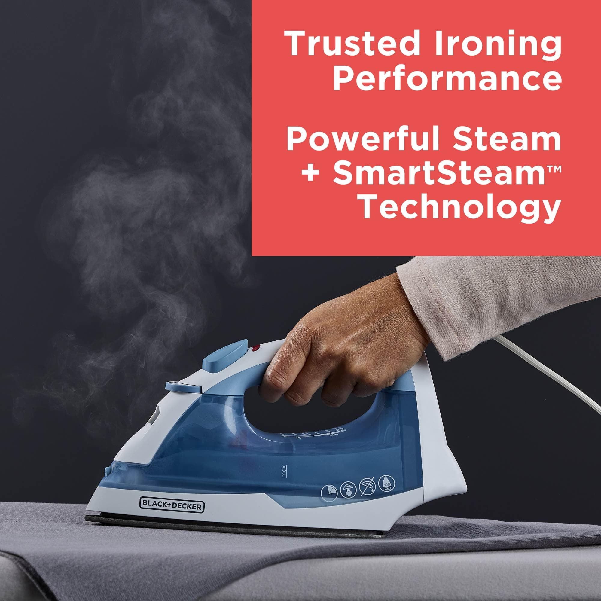 BLACK+DECKER Steam Iron for Clothes with Auto Shutoff & TrueGlide Soleplate, view 3