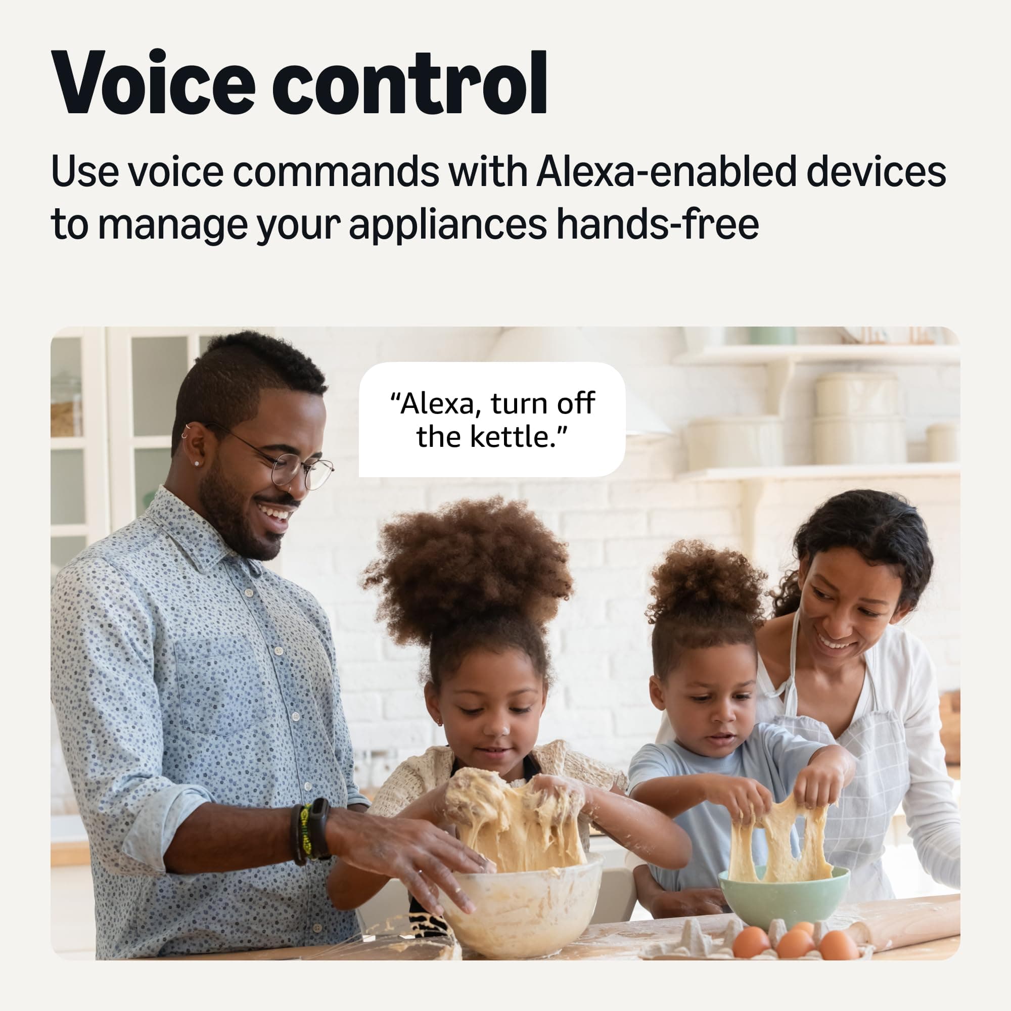 Amazon Basics Smart Plug, Works with Alexa Only, Voice Control, Remote APP Control, Schedule, Compact Design, Versatile, 2.4 GHz Wi-Fi, No Hub Required, 4-Pack, White, view 3