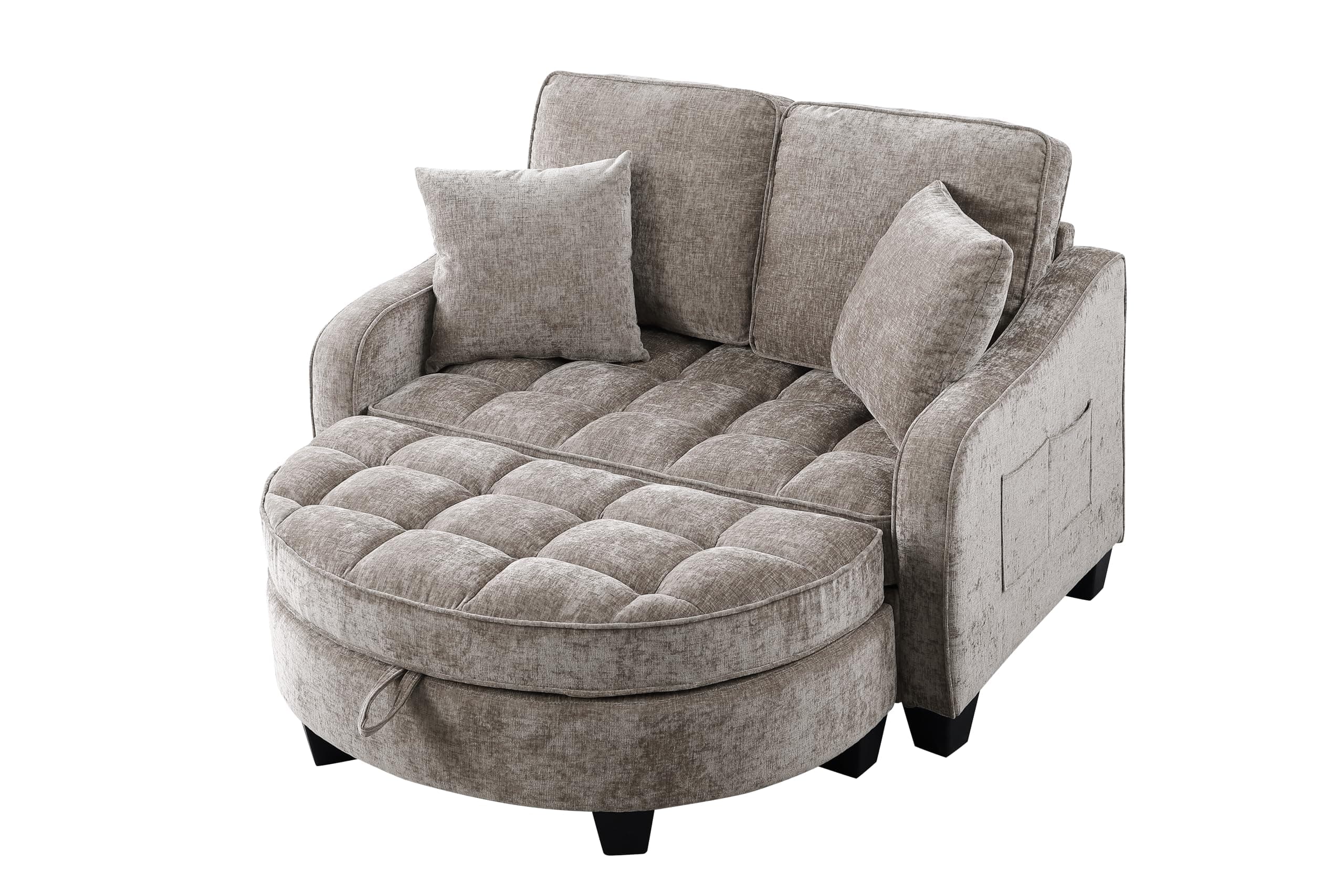 ERYE Chenille Tufted Loveseat Sofa and Ottoman Set, view 12