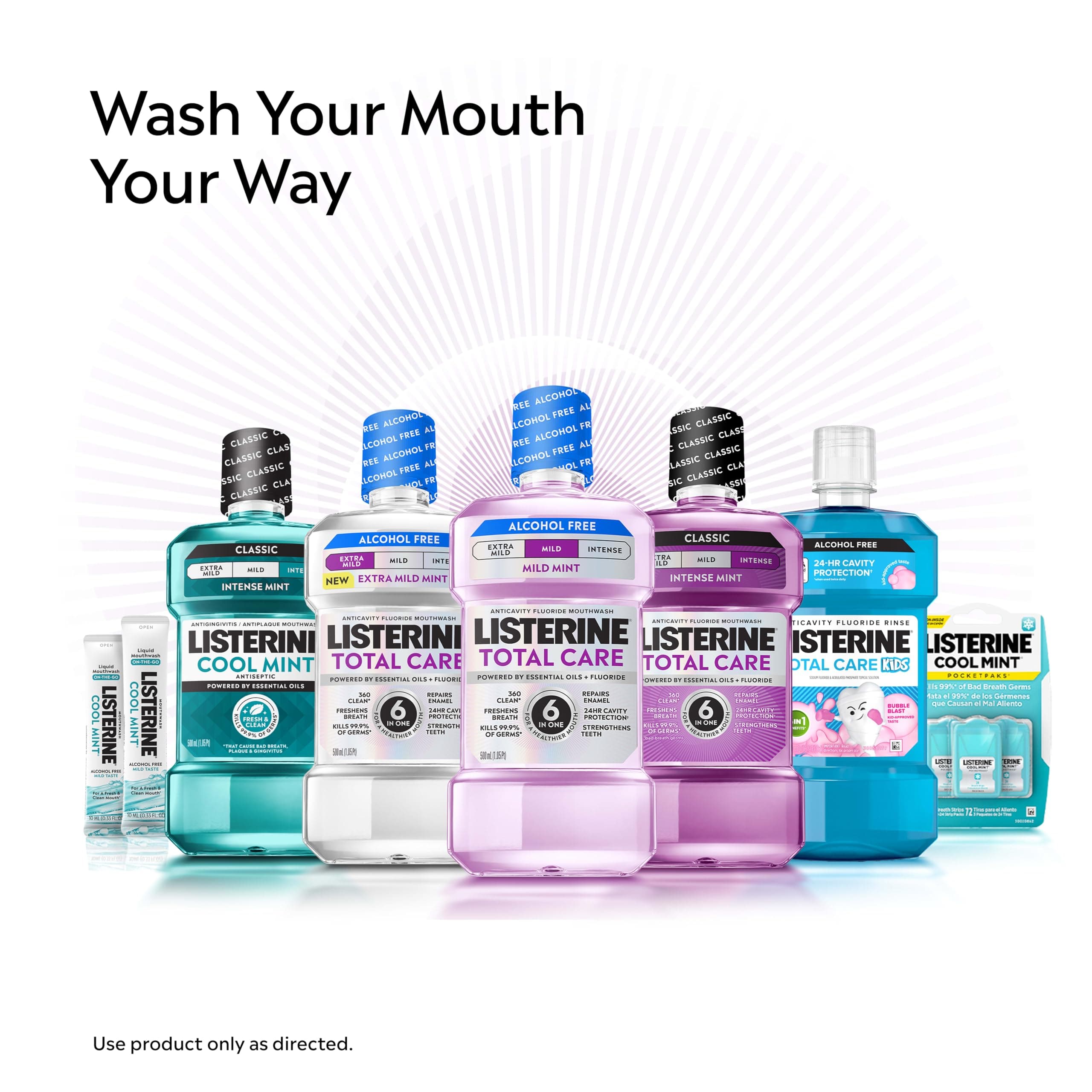 Listerine Total Care Anticavity Mouthwash, Intense Mint, 33.8 fl. oz/1L x 2, view 8