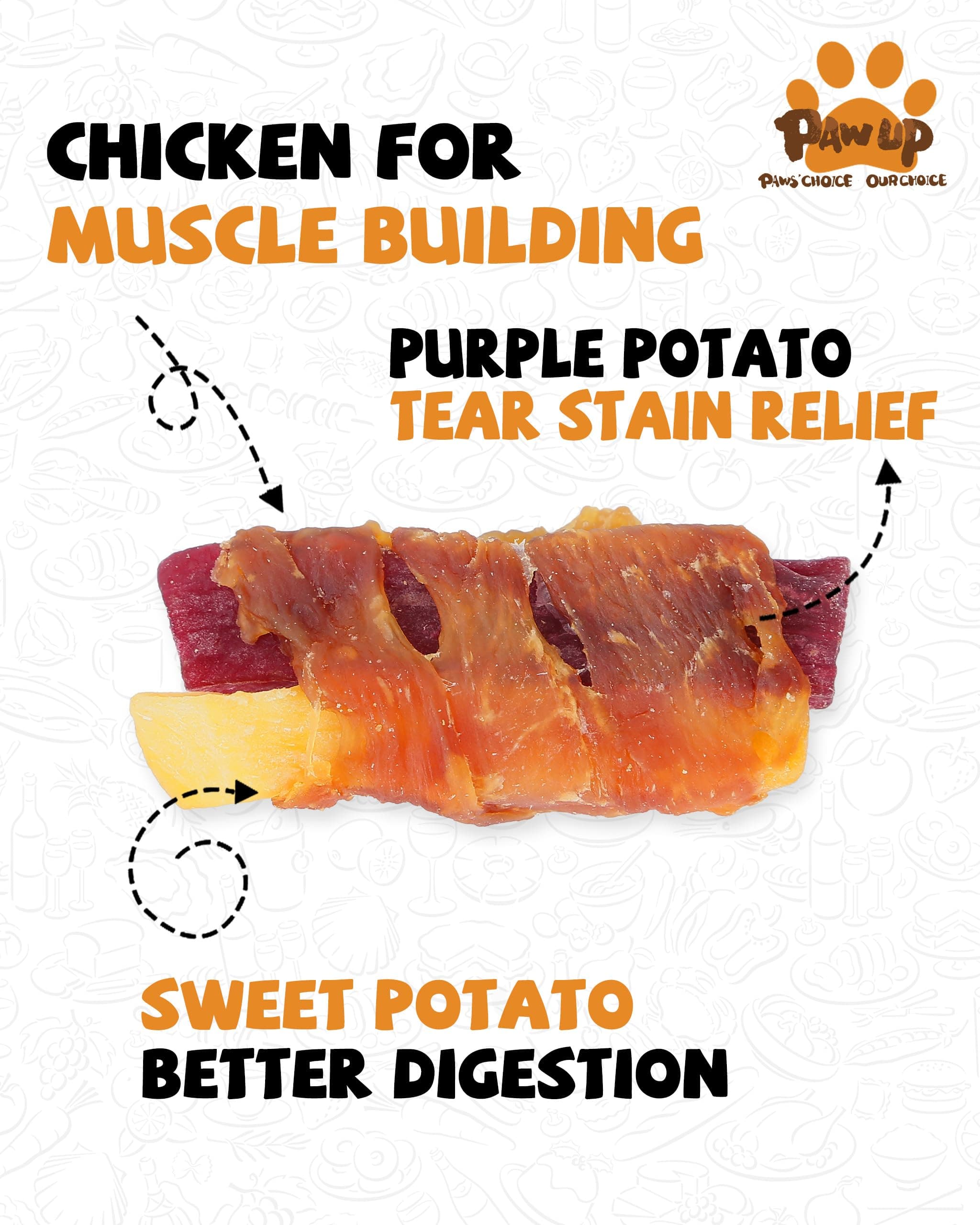 PAWUP Chicken Wrapped Sweet Potato Dog Treats, High Fiber, view 3