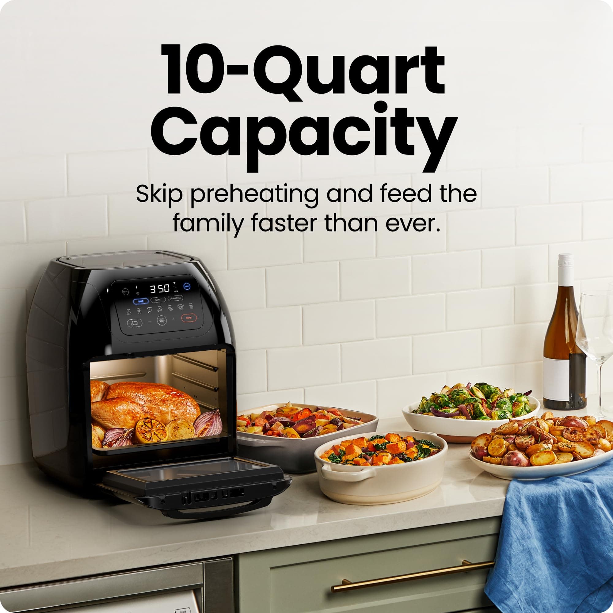 CHEFMAN Multifunctional Digital Air Fryer+ Rotisserie, Dehydrator, Convection Oven, 17 Touch Screen Presets Fry, Roast, Dehydrate, Bake, XL 10L Family Size, Auto Shutoff, Large Easy-View Window, Black, view 4