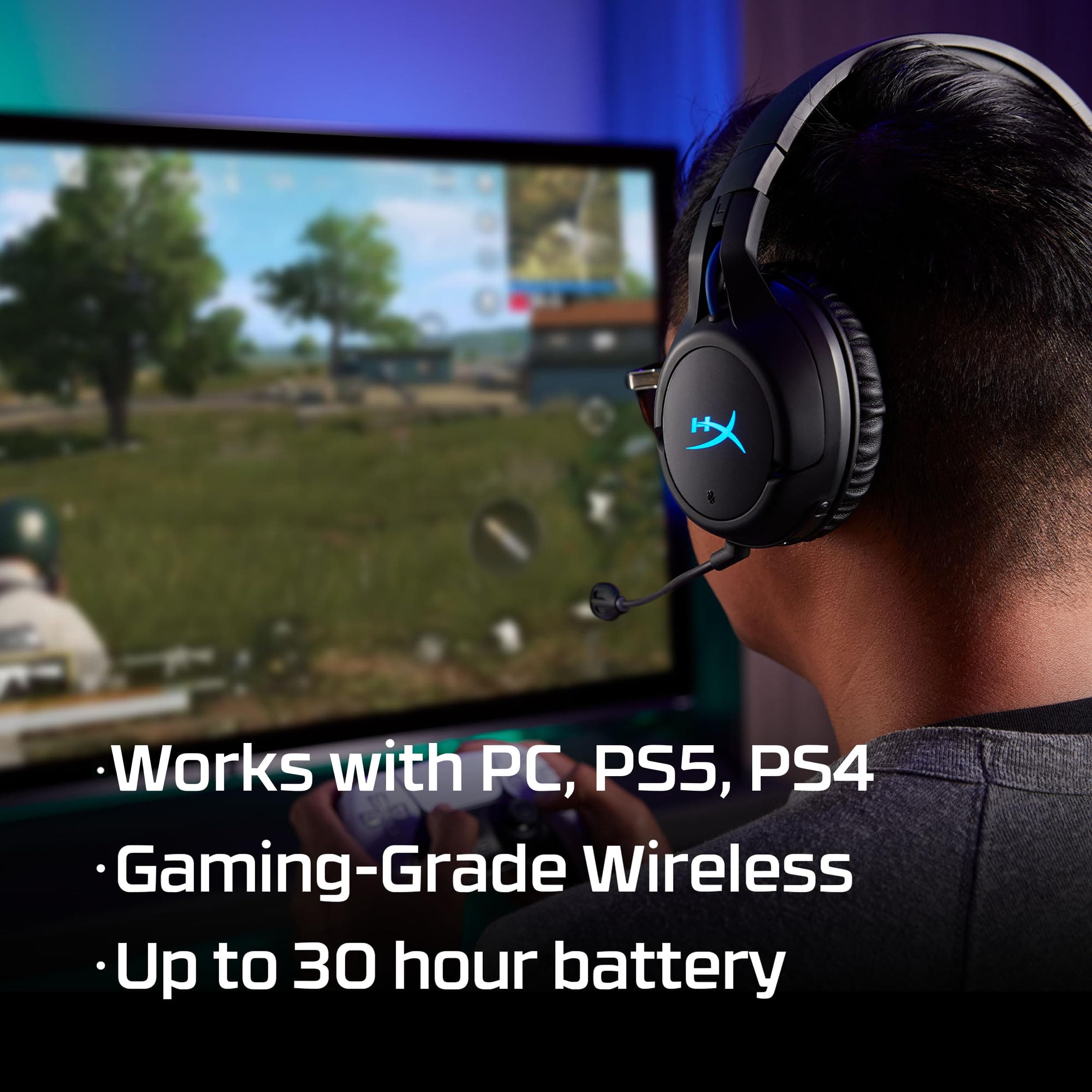 HyperX Cloud Flight – Wireless Gaming Headset for PS5 and PS4, Up to 30-hour battery, Memory foam ear cushions and premium leatherette, Noise-Cancelling Microphone with LED Mic Mute, view 5