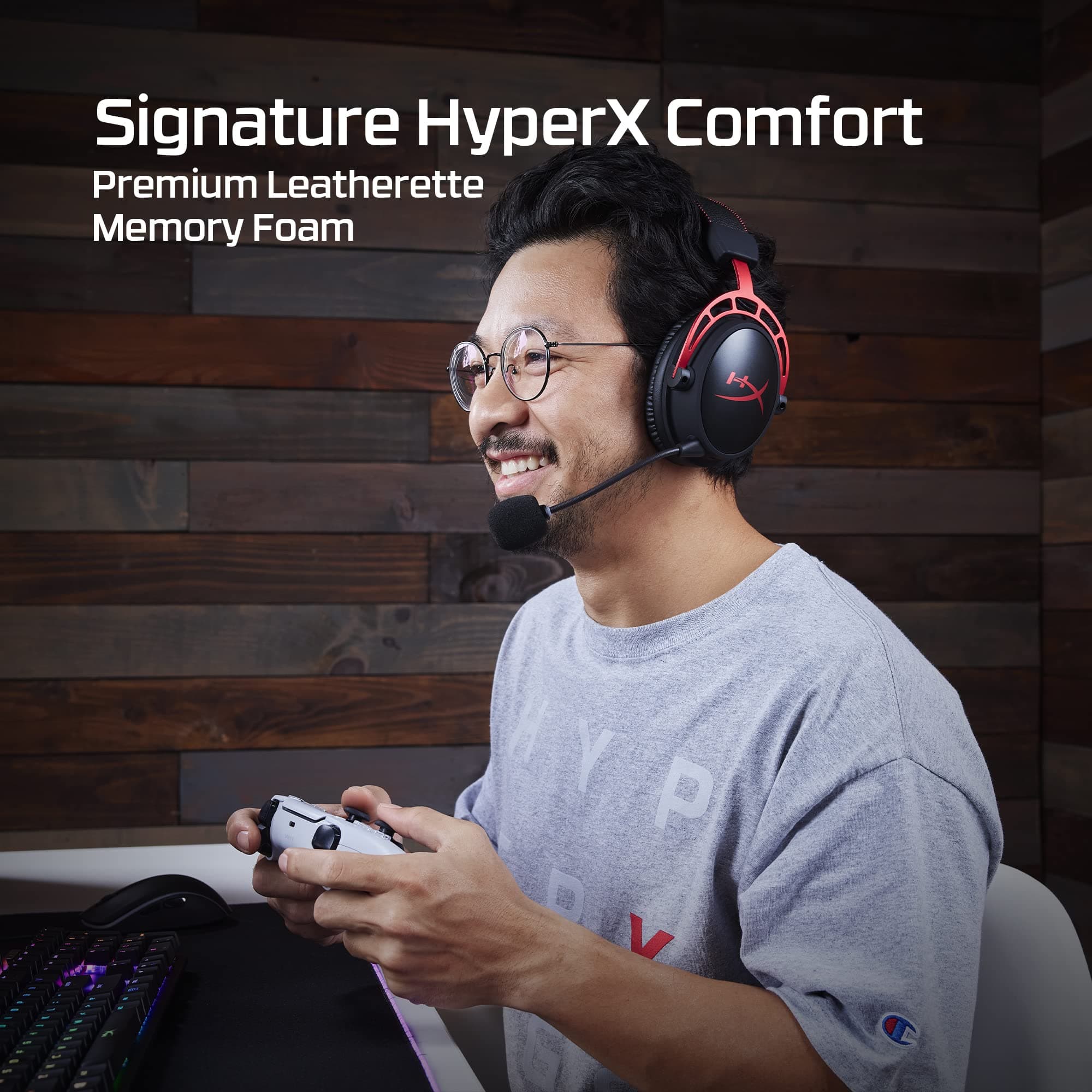 HyperX Cloud Alpha Wireless - Gaming Headset for PC, 300-hour battery life, DTS Headphone:X Spatial Audio, Memory foam, Dual Chamber Drivers, Noise-canceling mic, Durable aluminum frame,Red, view 5