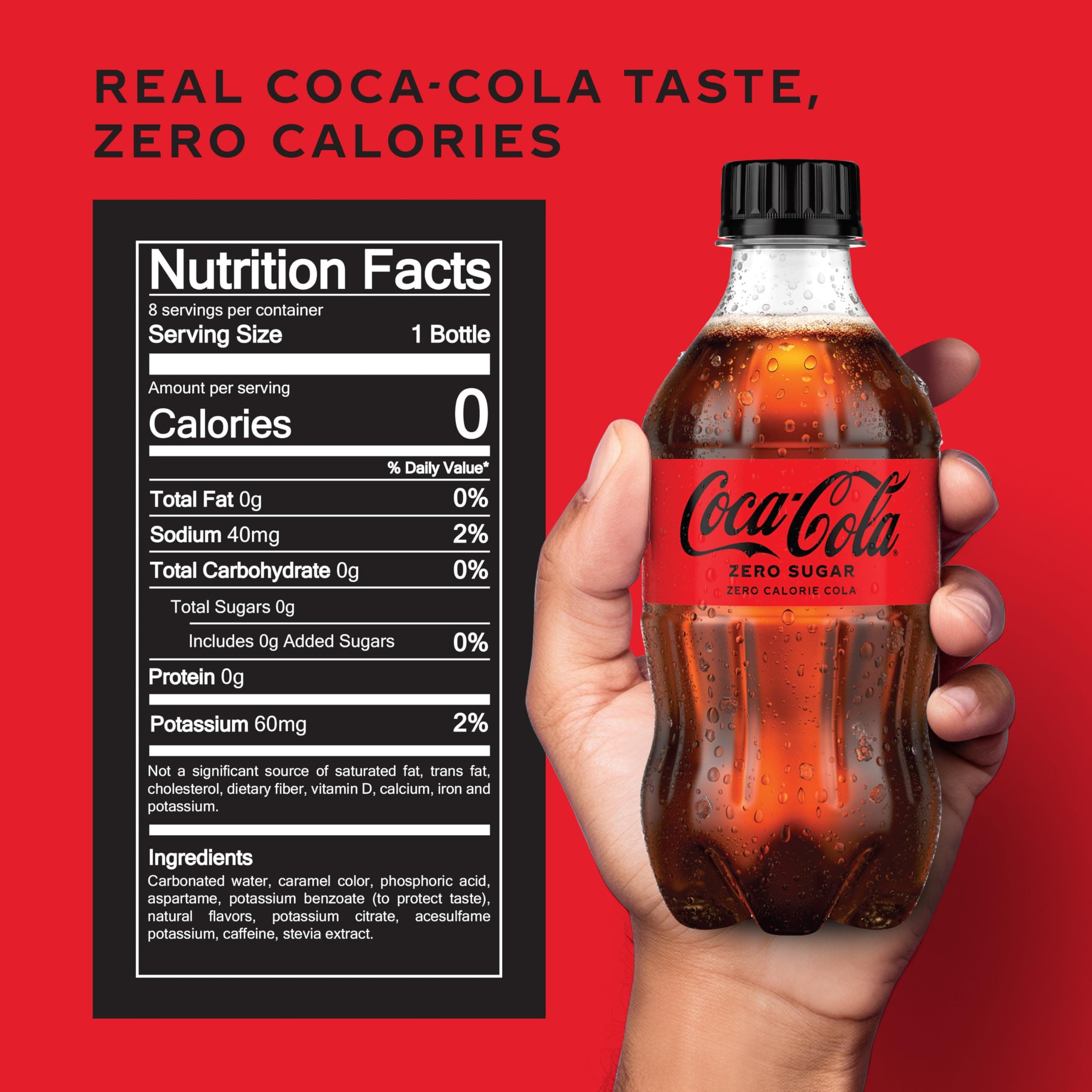 Coca-Cola Zero Sugar Soda Soft Drink, 12 fl oz Bottles, 8 Pack, view 2