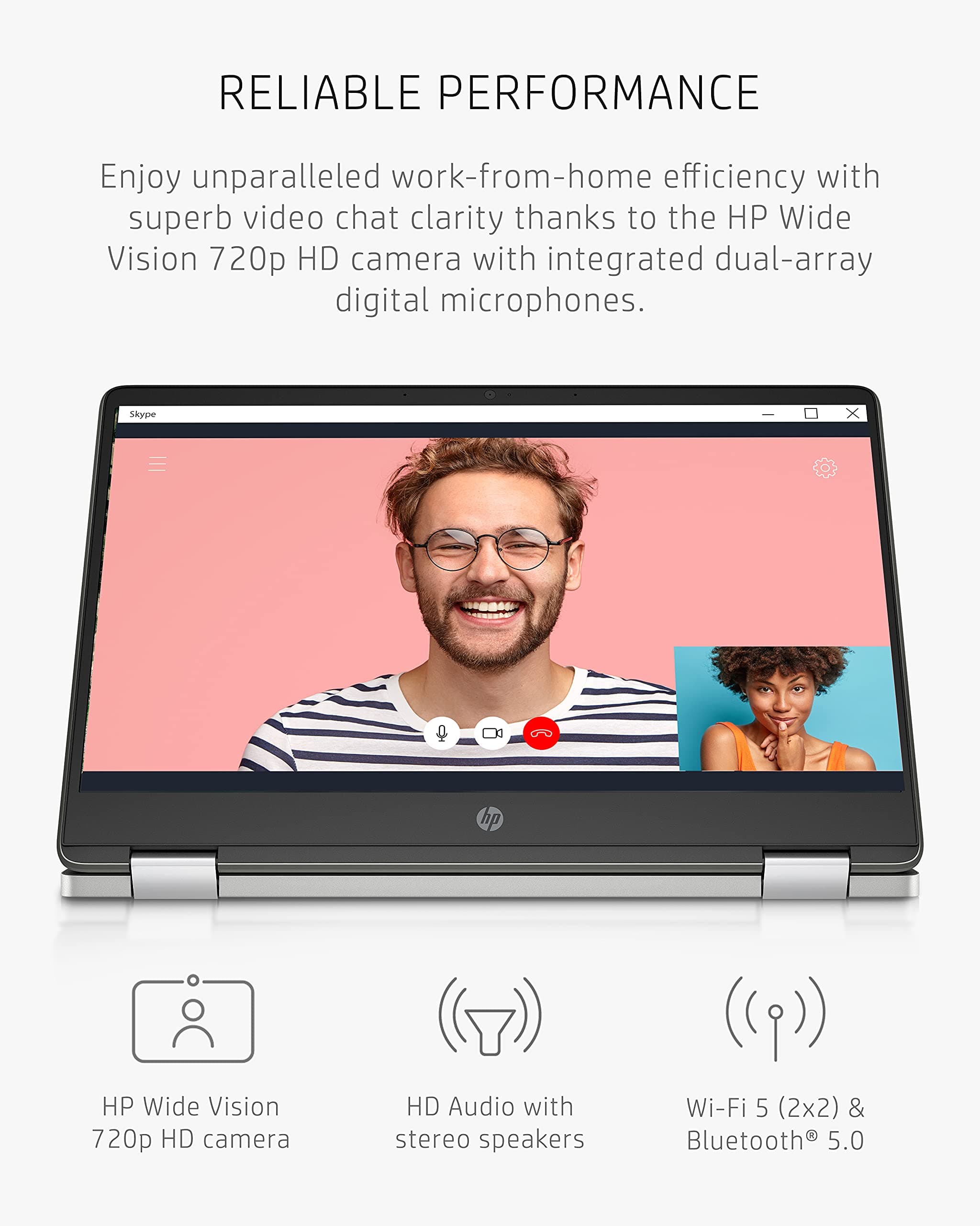 HP Chromebook x360 14a 2-in-1 Laptop, Intel Pentium Silver N5030, 4 GB RAM, 64 GB eMMC, 14” HD Micro-Edge Touchscreen, Chrome OS, 720p Webcam, Dual Speakers, Long Battery Life (14a-ca0023nr, 2021), view 6
