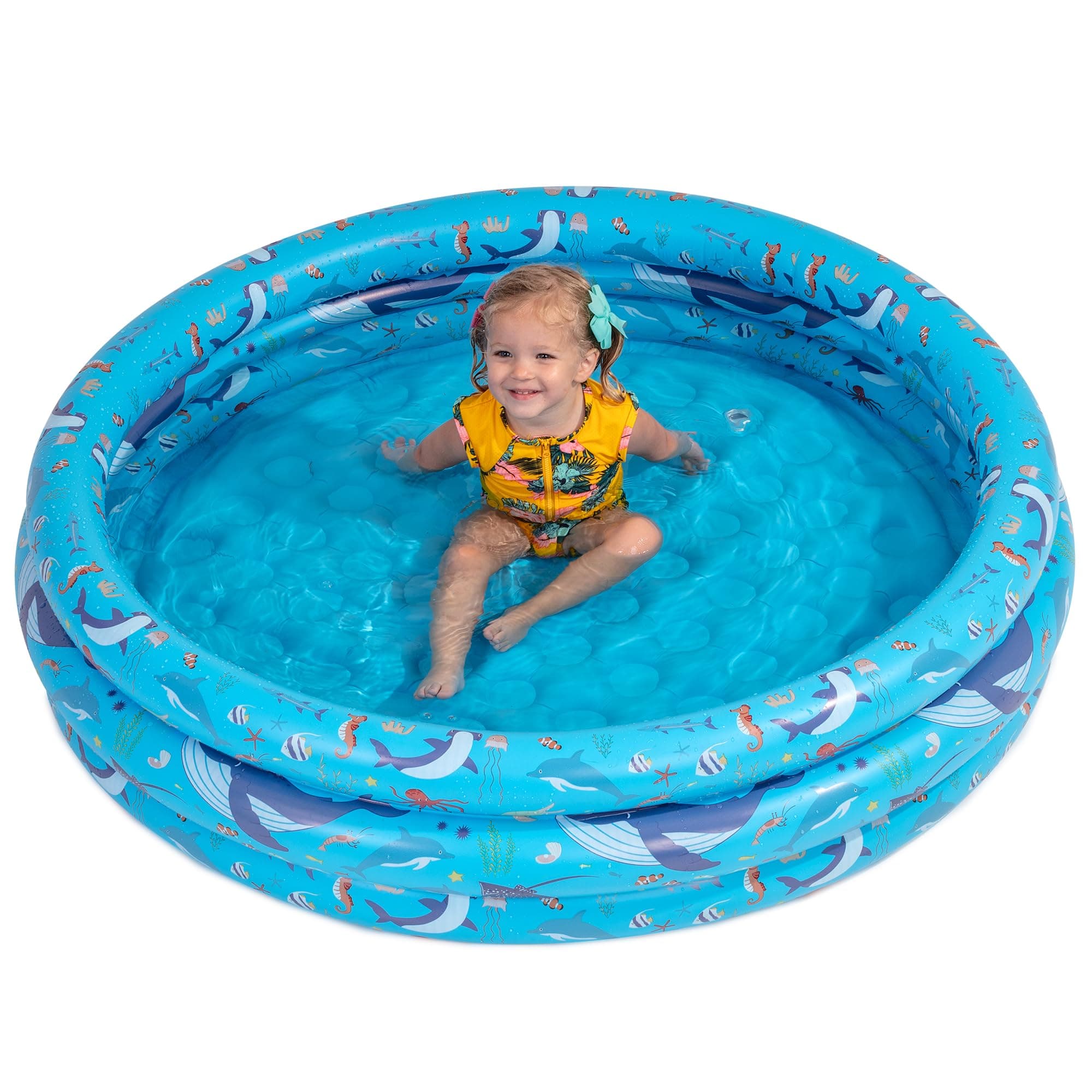 Inflatable Kiddie Pool for Toddlers, 48"X12" Round Plastic Blow Up Kids Swimming Pool, Outdoor Water Play, Ball Pit Toys for Kids Age 2 3 4 5, Summer Essential Baby Splash Pools with Cushioned Floor, view 7