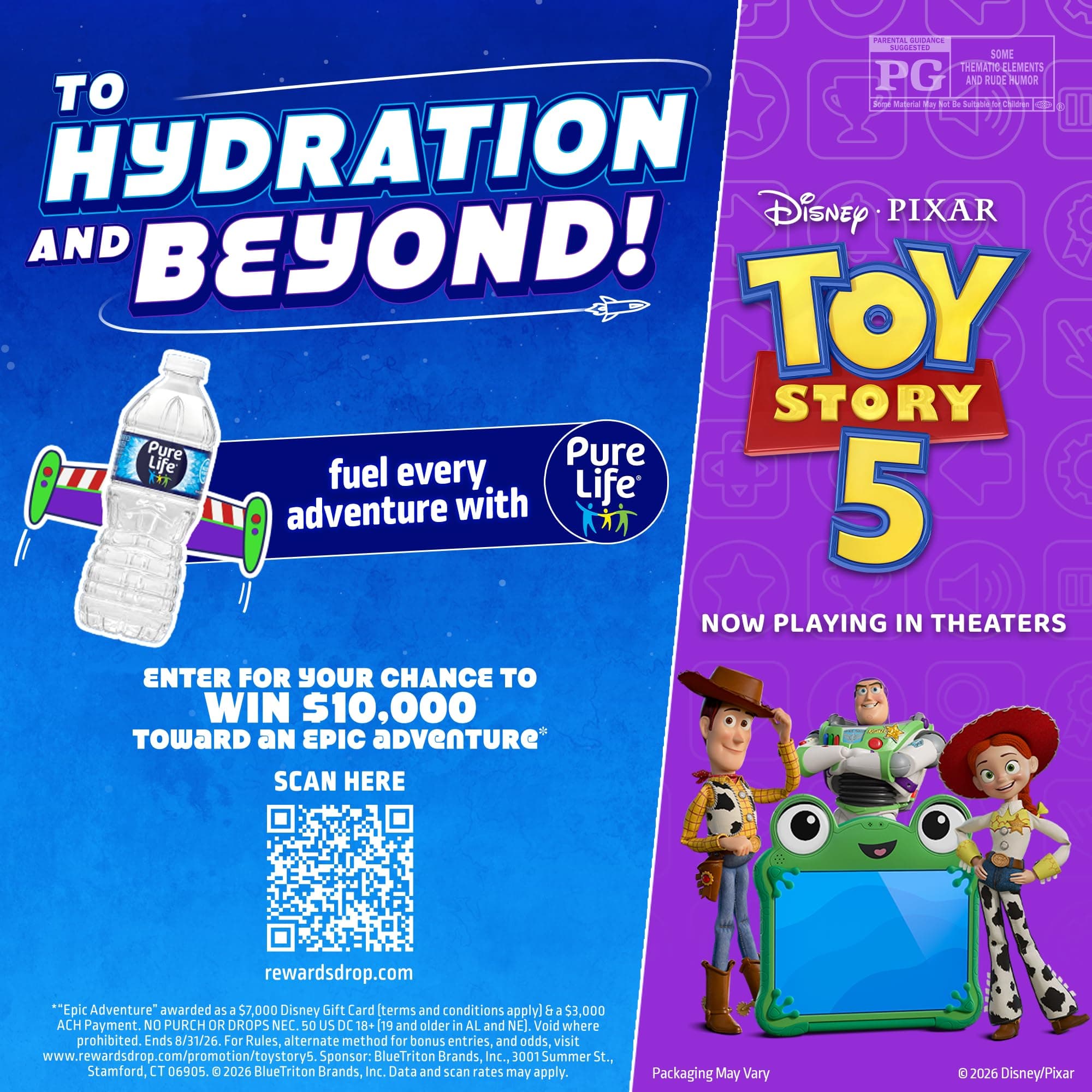 Pure Life Purified Bottled Water, 12 Pack - Still Drinking Water Enhanced with Minerals for a Crisp Taste - 16.9 Fl Oz - Toy Story 5 Packaging Graphics, view 3