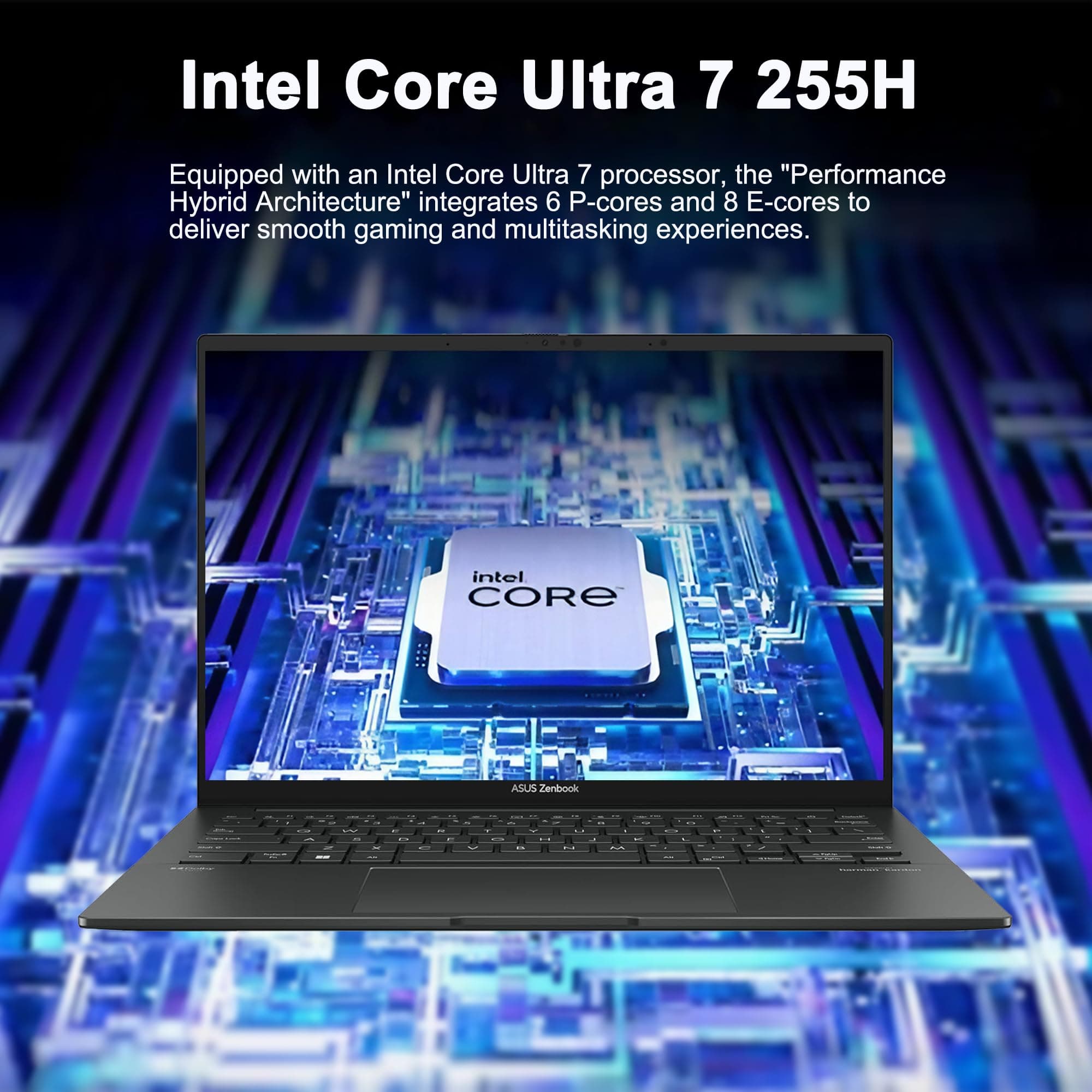 ASUS Zenbook 14 Laptop 14" WUXGA OLED Touch (500nits HDR, 100% DCI-P3) Intel 16-core Ultra 7 255H (>Ultra 9 185H) 16GB RAM 512GB SSD for Creator Business Professional Win11 ICP Hub, view 4