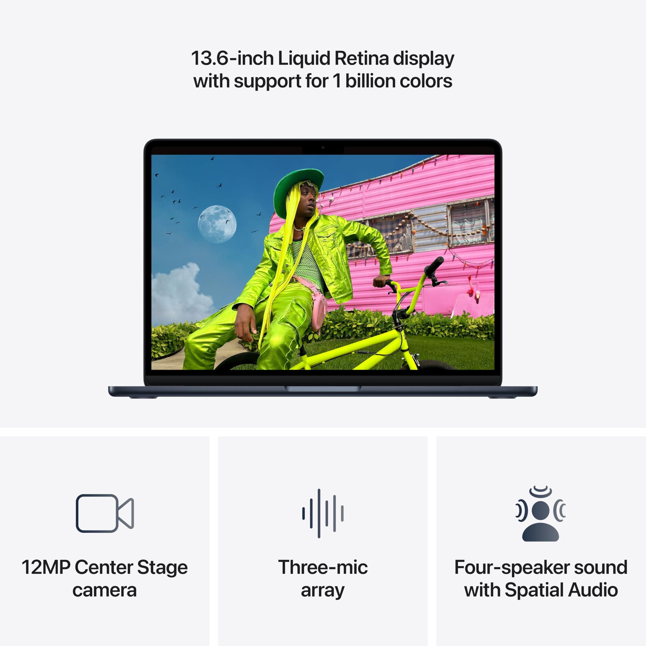 Apple 2026 MacBook Air 13-inch Laptop with M5 chip: Built for AI, 13.6-inch Liquid Retina Display, 16GB Unified Memory, 512GB SSD, 12MP Center Stage Camera, Touch ID, Wi-Fi 7; Midnight, view 5