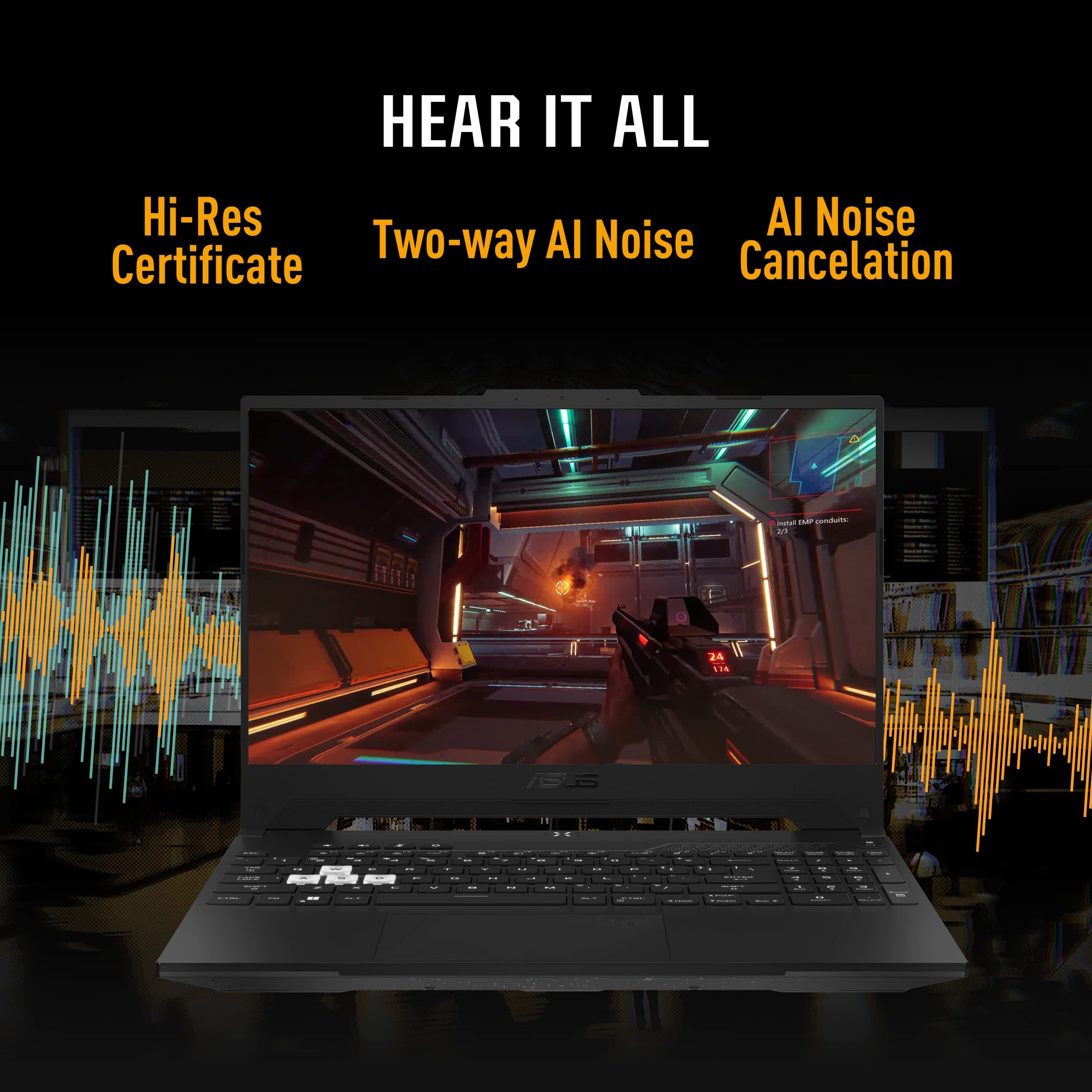 ASUS TUF Dash 15 (2022) Gaming Laptop, 15.6” 144Hz FHD Display, Intel Core i7-12650H, GeForce RTX 3050 Ti, 16GB DDR5, 512GB SSD, Thunderbolt 4, Windows 11 Home, Off Black, FX517ZE-ES73, view 6