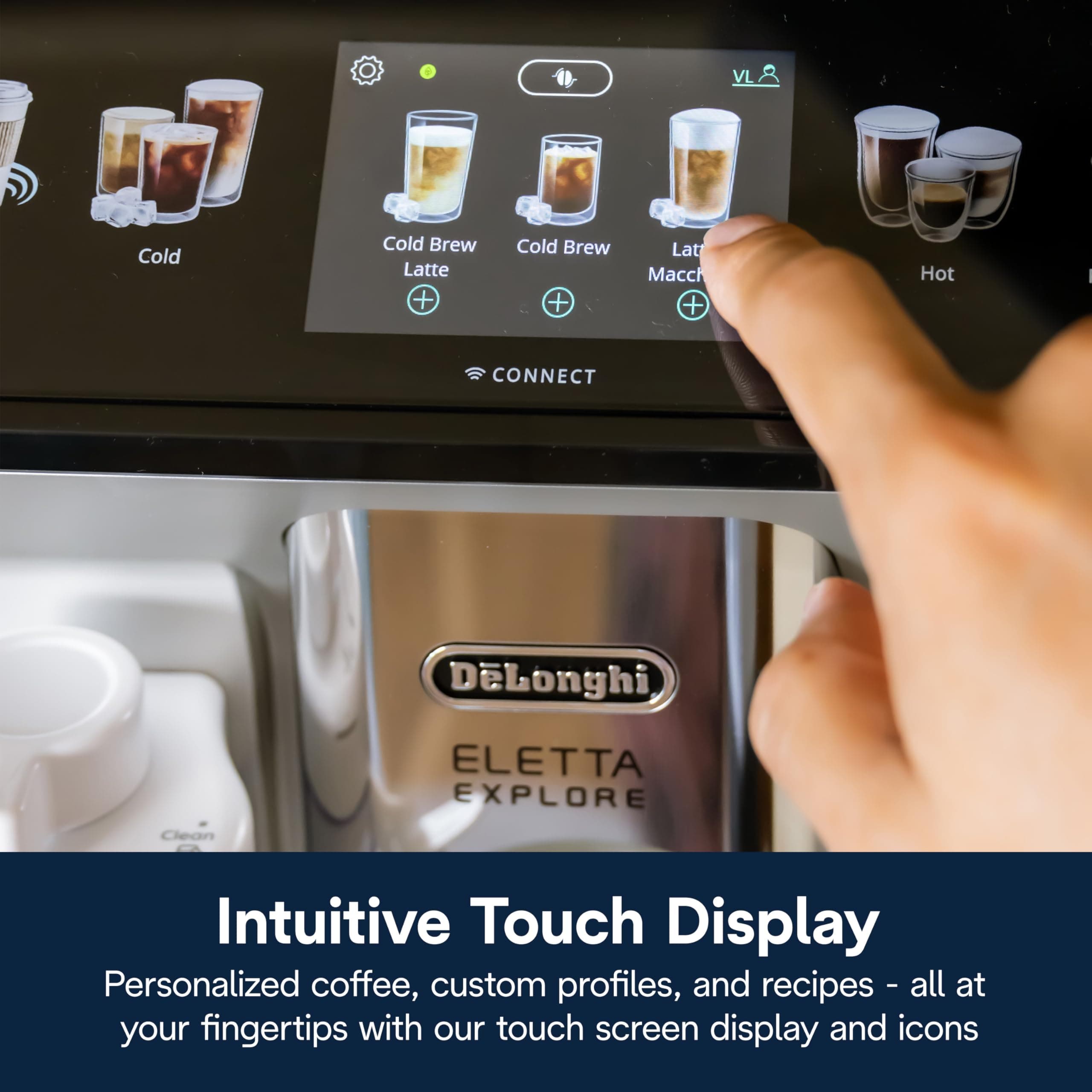 De'Longhi Eletta Explore Espresso Machine with Coffee Grinder, Milk Frother, view 5