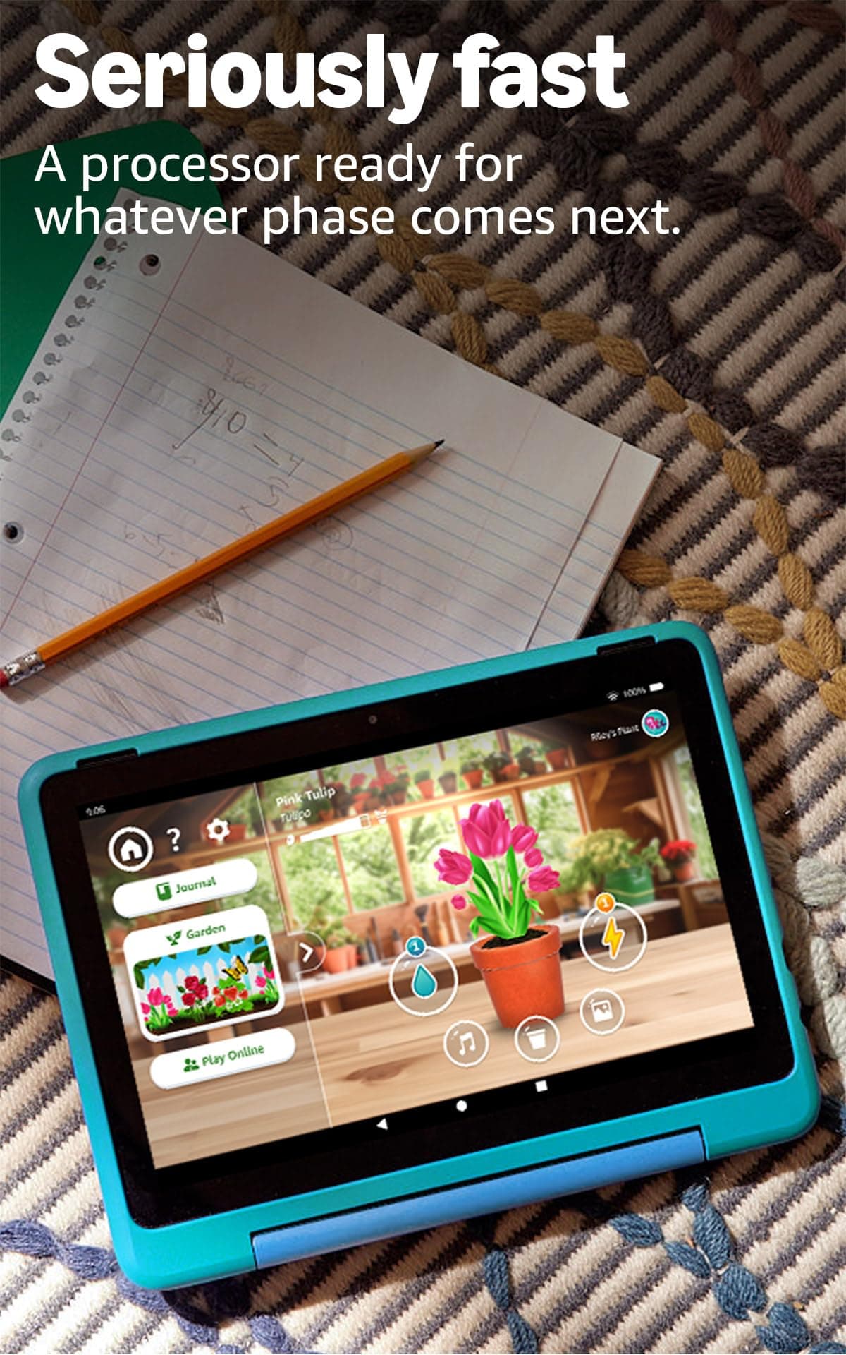 Amazon Fire HD 8 Kids Pro tablet, ages 6-12. Bright 8" HD screen, includes ad-free content, parental controls, 13-hr battery, slim case for older kids, 64GB, Hello Teal, (2024 release), view 8