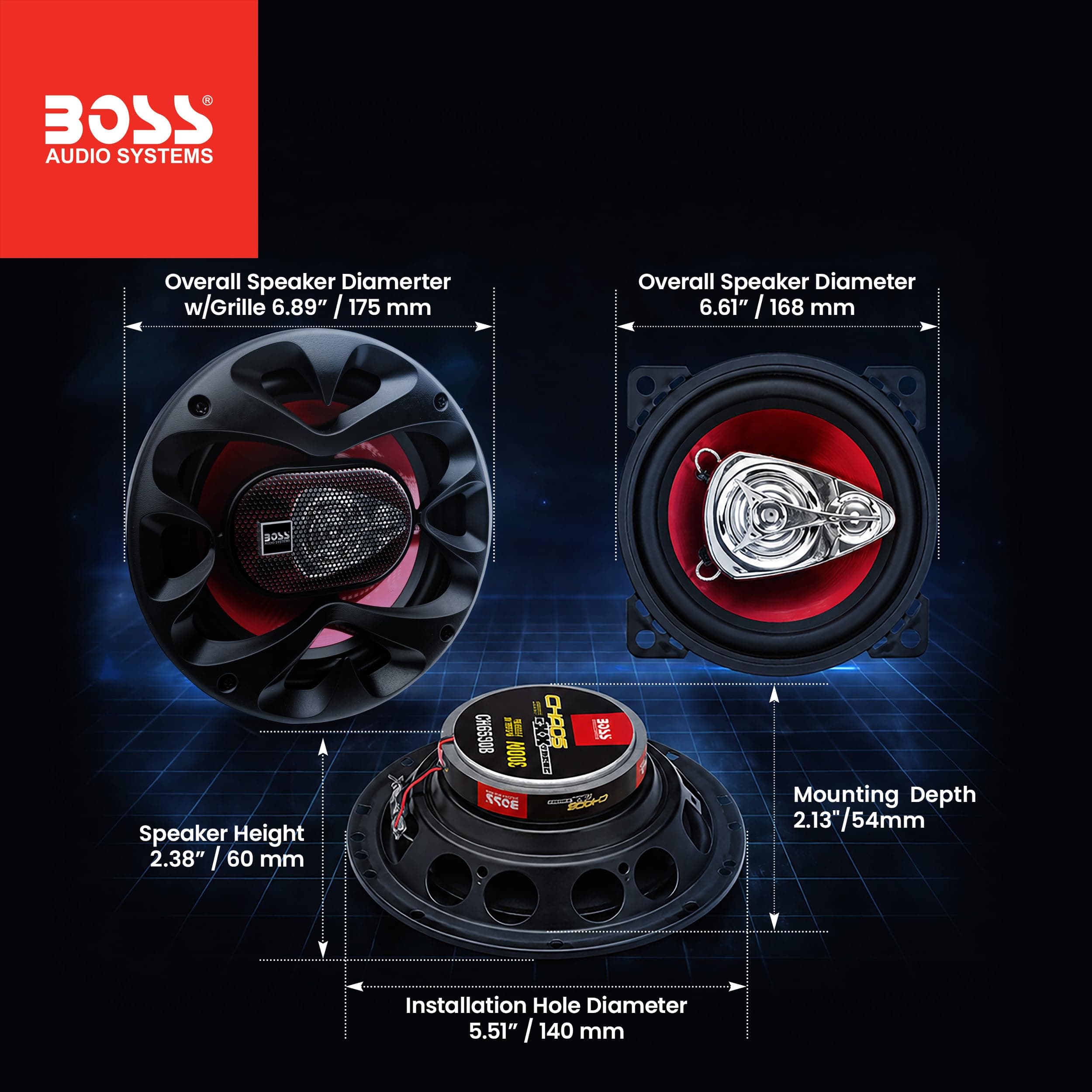BOSS Audio Systems CH6530 6.5 Inch Car Speakers, 300 Watts Per Pair, 3 Way, view 5